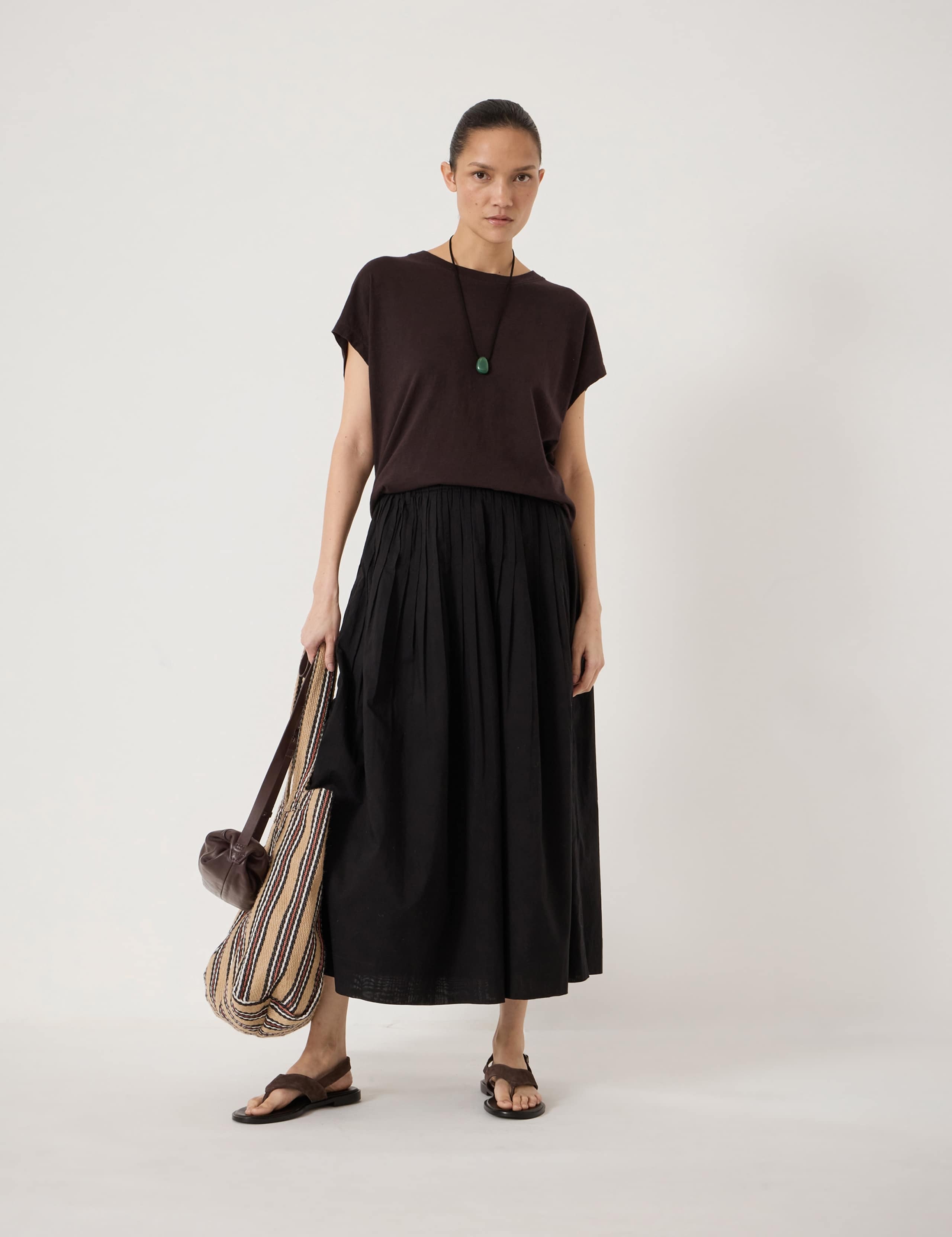 Pure Cotton Midi A-Line Skirt 5 of 6