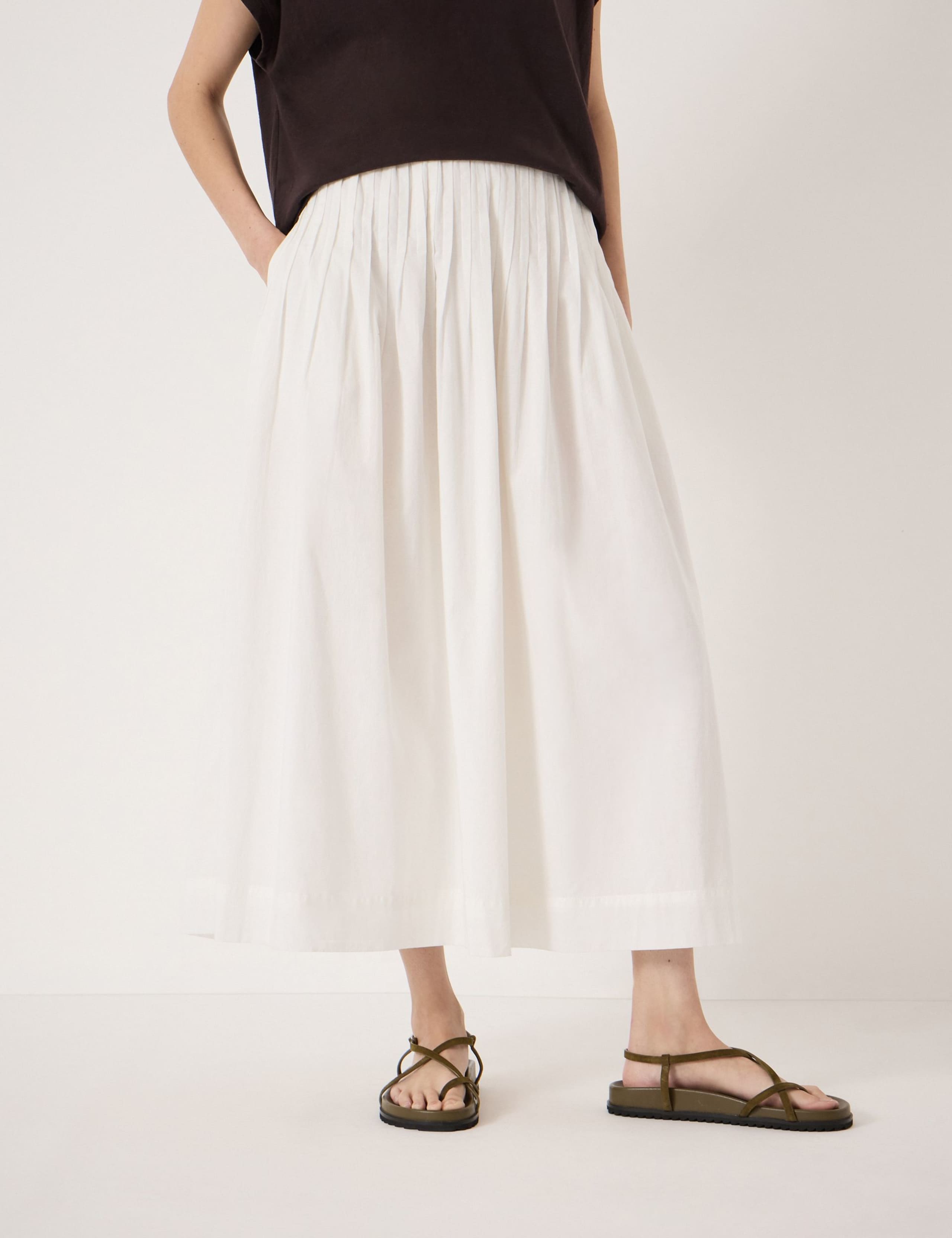 Pure Cotton Midi A-Line Skirt 3 of 5