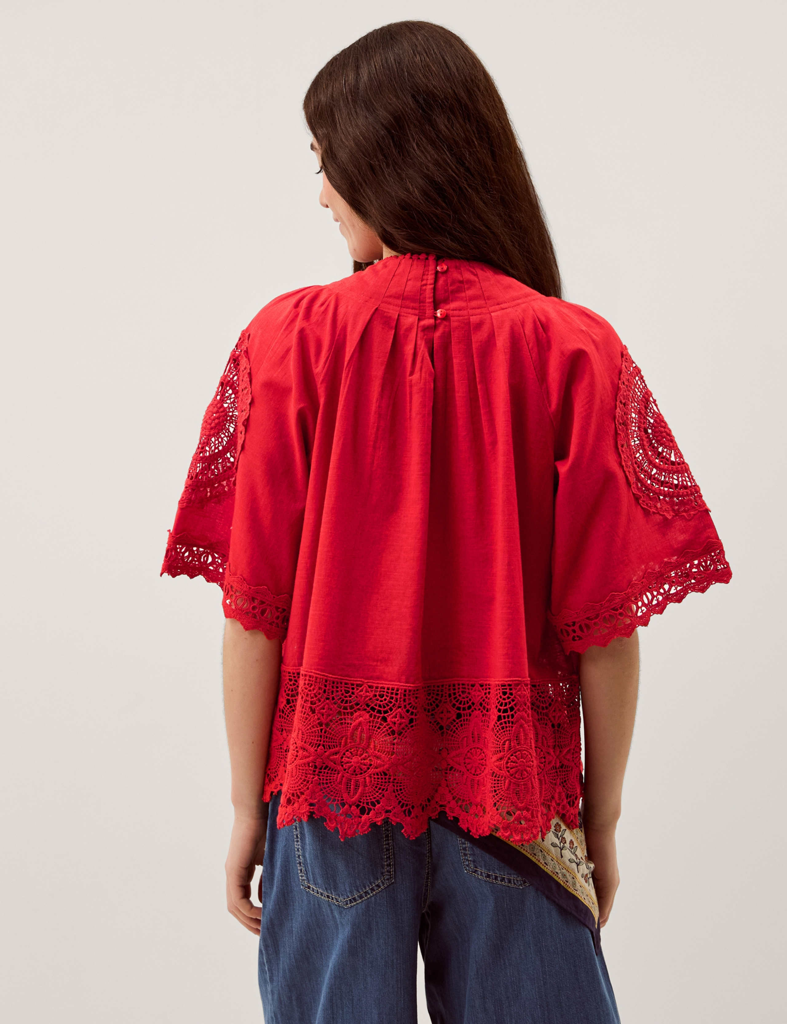 Pure Cotton Broderie High Neck Top 3 of 5