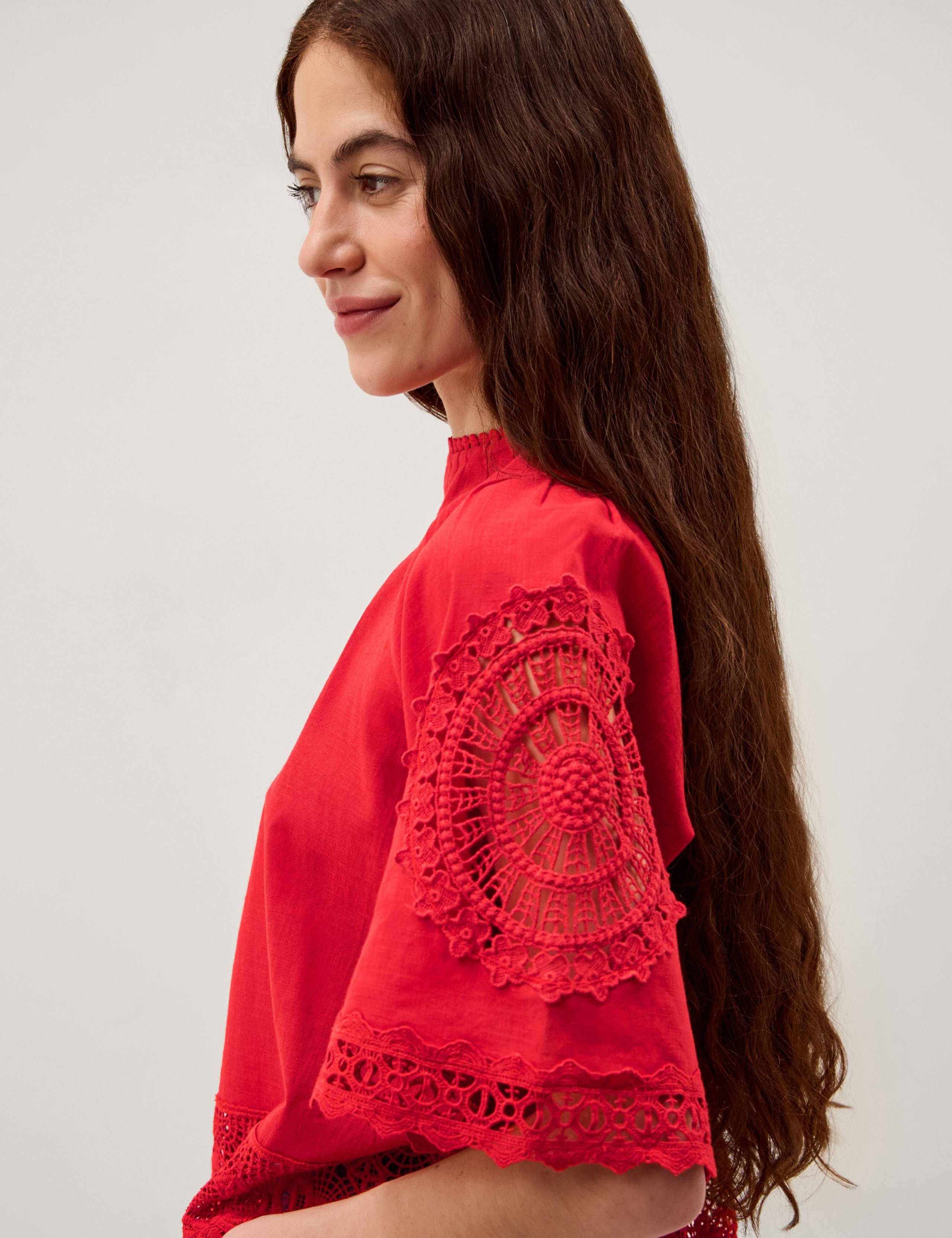 Pure Cotton Broderie High Neck Top 5 of 5