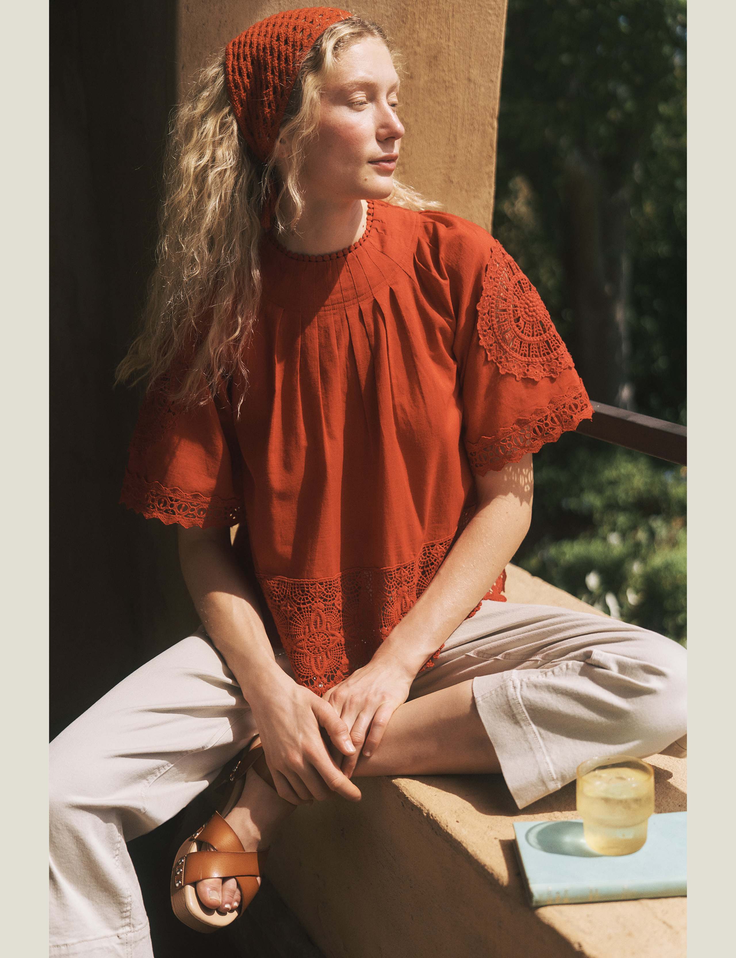 Pure Cotton Broderie High Neck Top 6 of 6