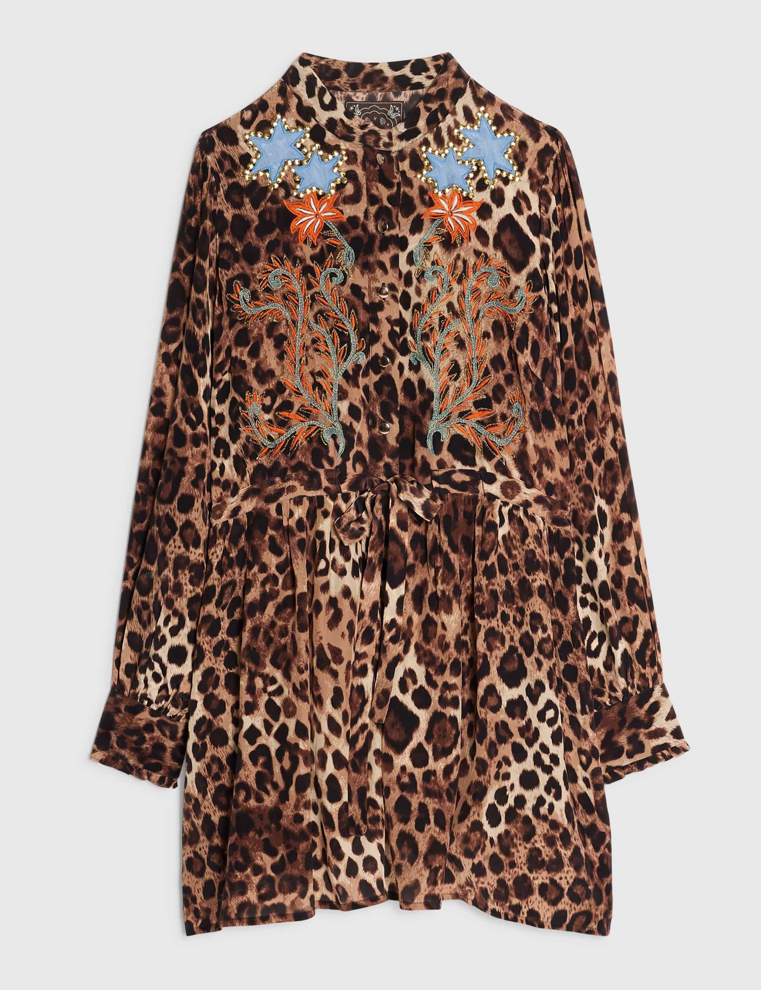 Animal Print Collared Mini Shirt Dress 6 of 6