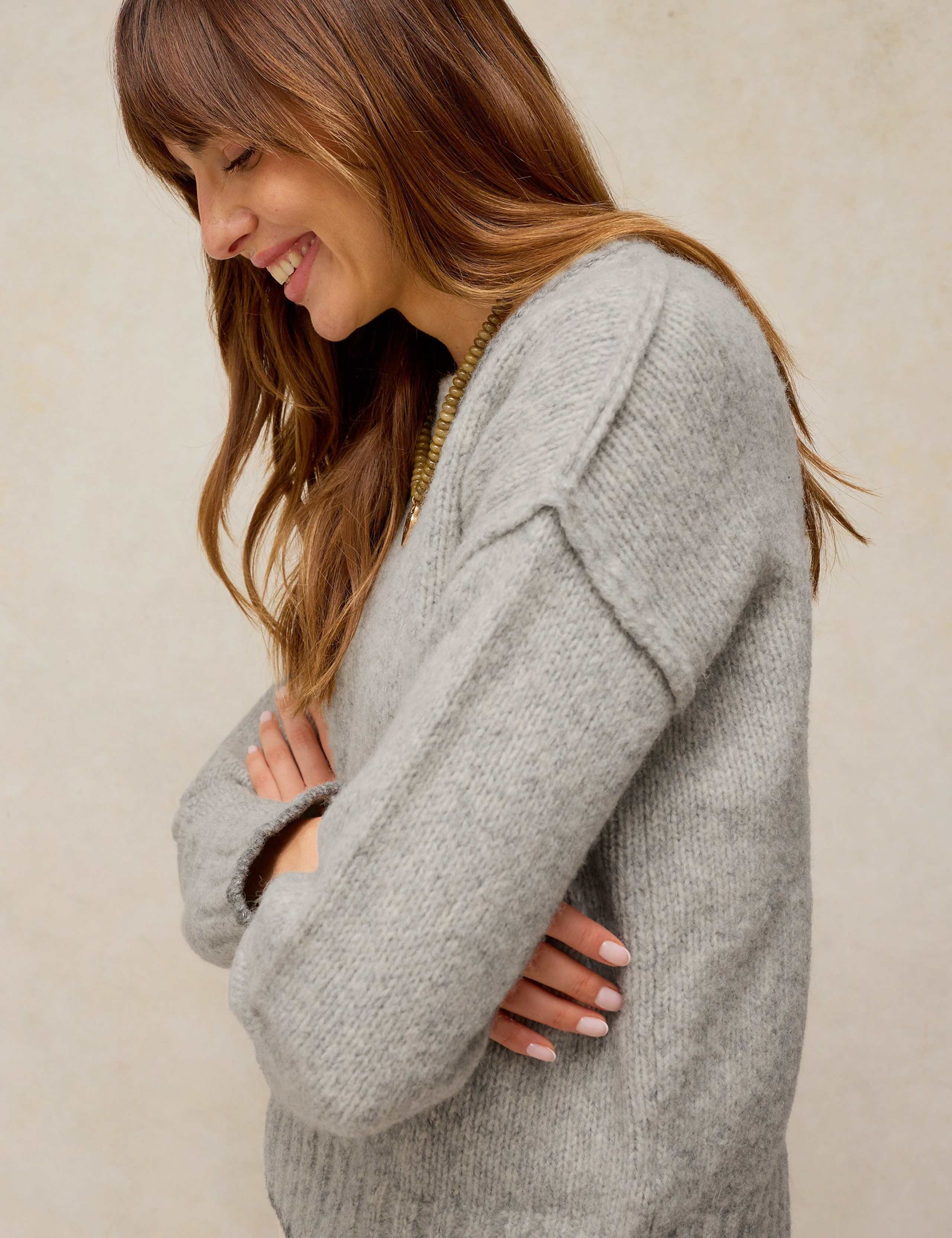 Long Sleeve V Neck Cardigan With Wool 5 of 6