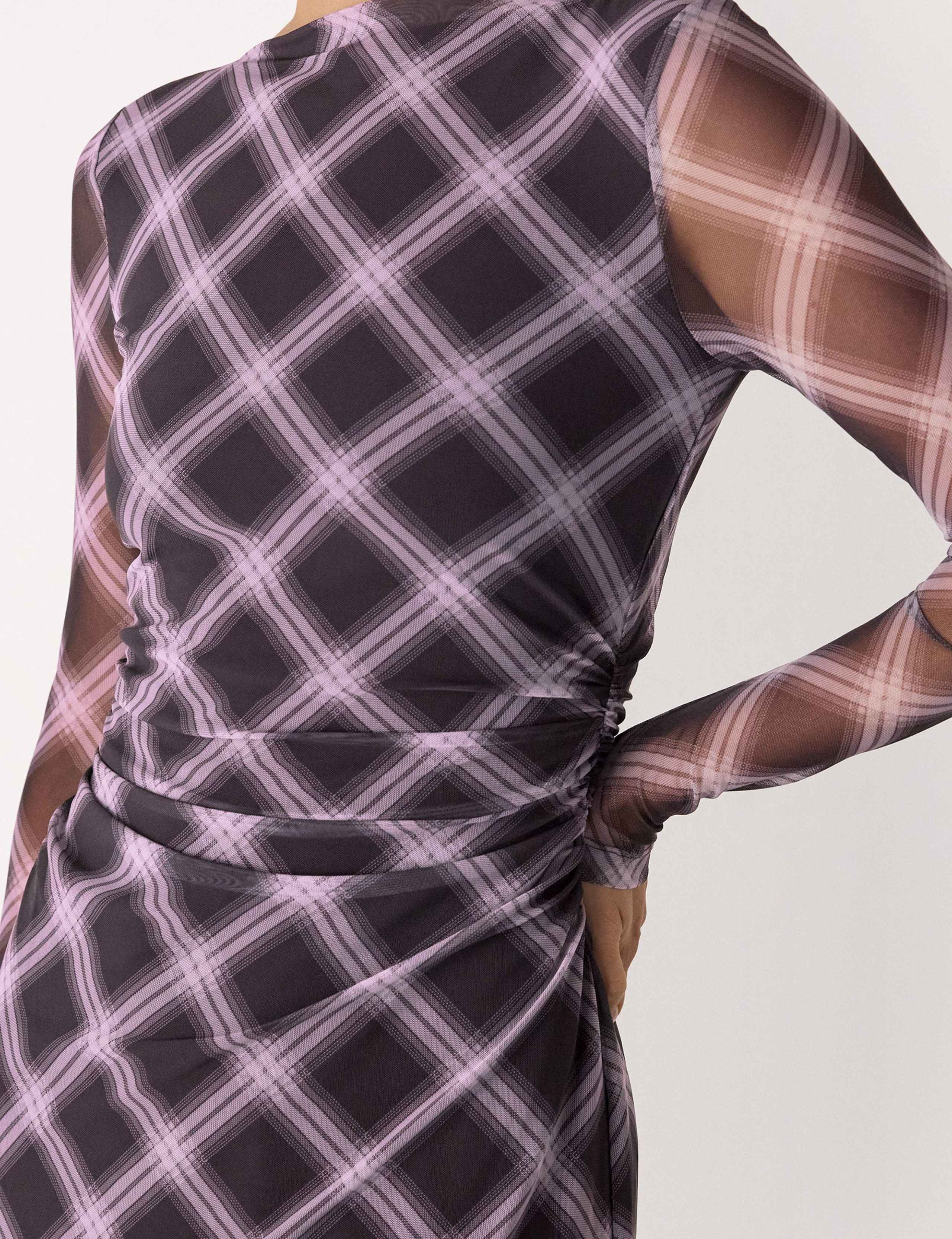 Mesh Checked Midi Bodycon Dress 4 of 4