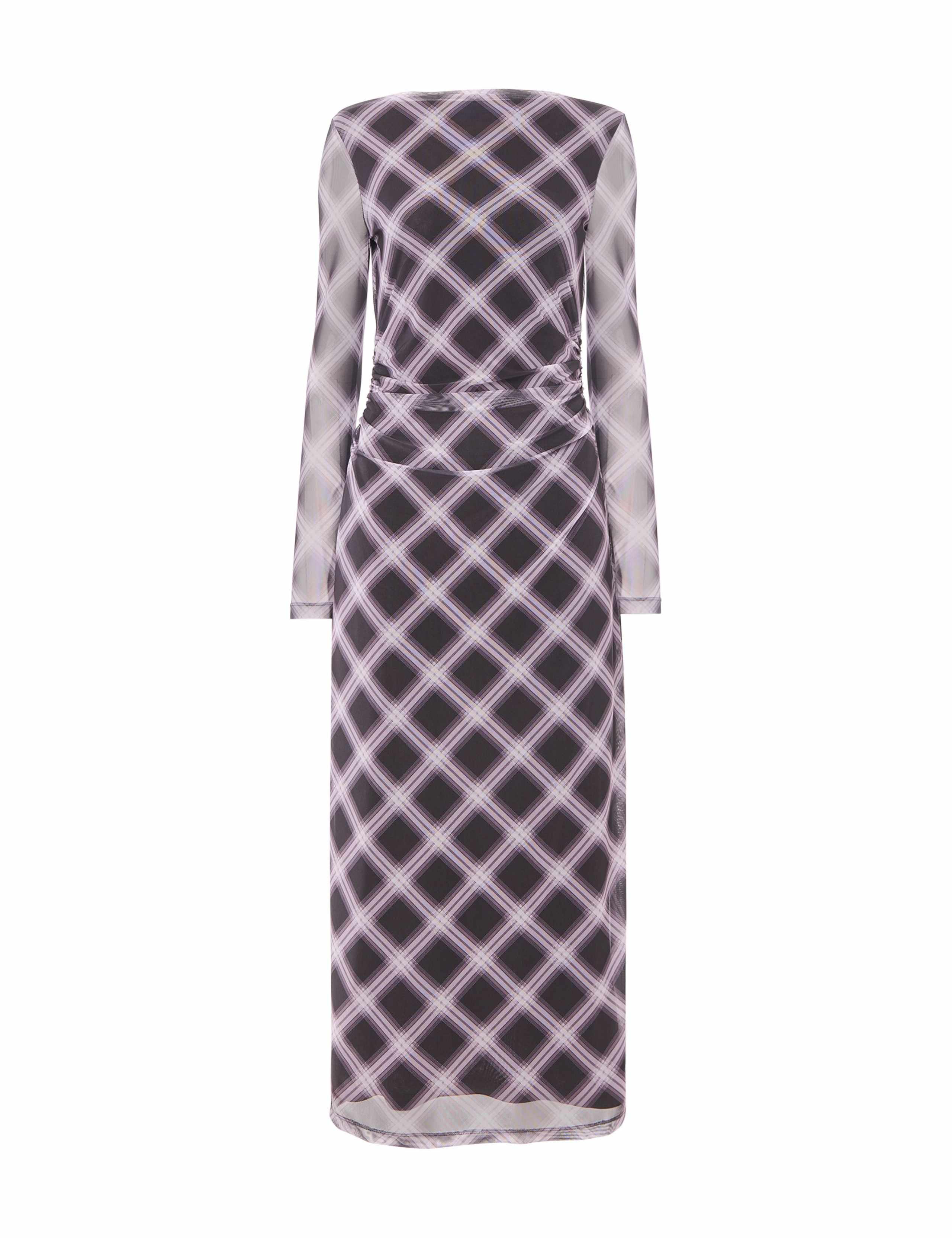 Mesh Checked Midi Bodycon Dress 2 of 4