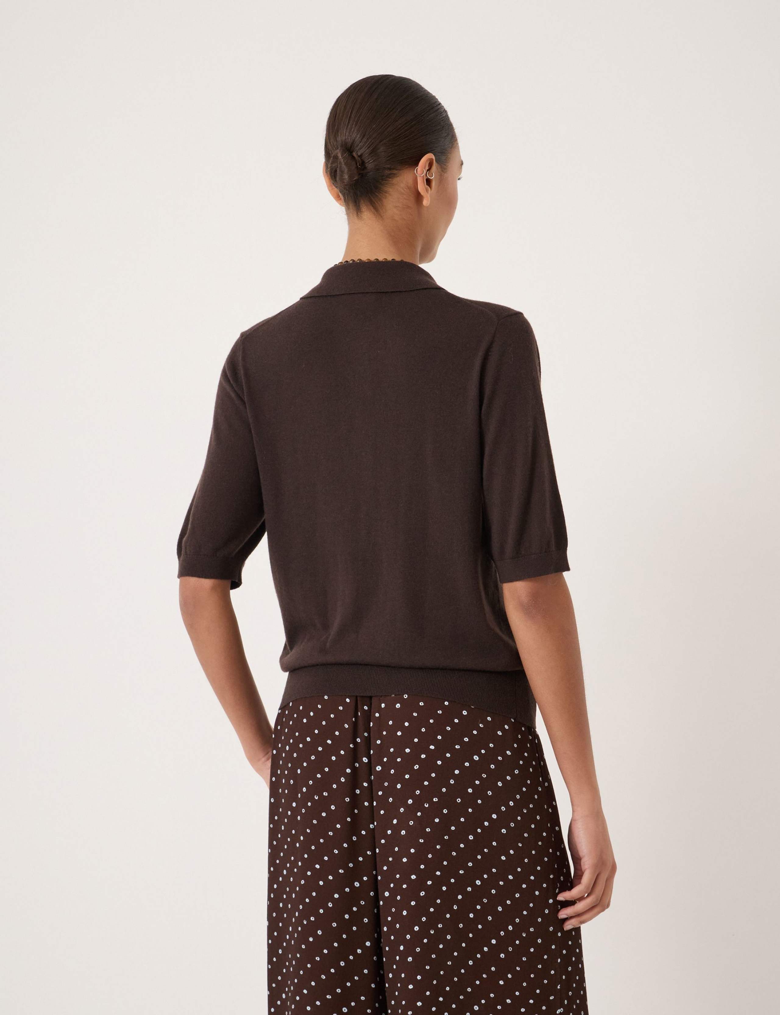 Wool Blend Polo Neck Knitted Top 3 of 5