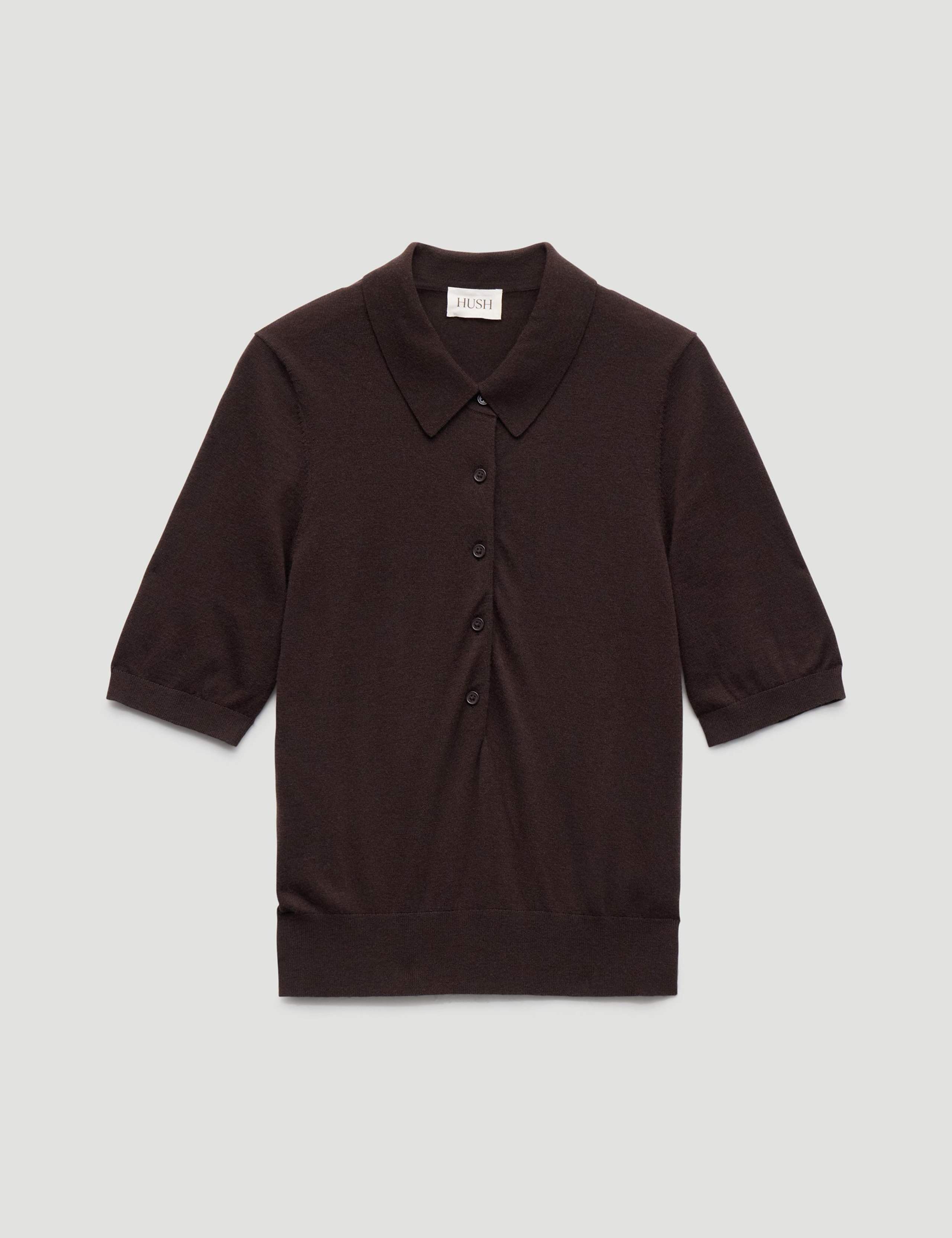 Wool Blend Polo Neck Knitted Top 2 of 5