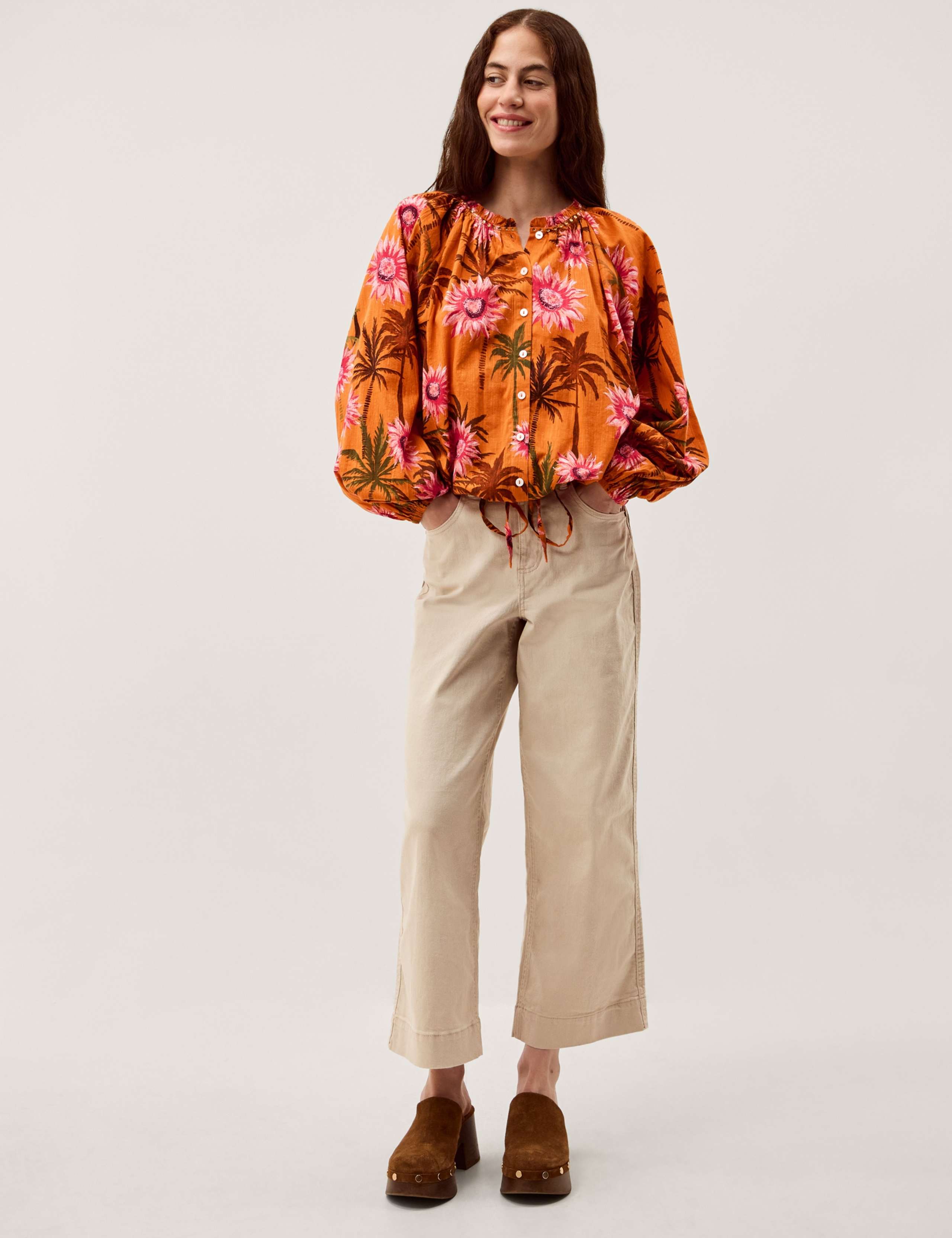 Cotton Rich Floral Tie Detail Blouse 4 of 5
