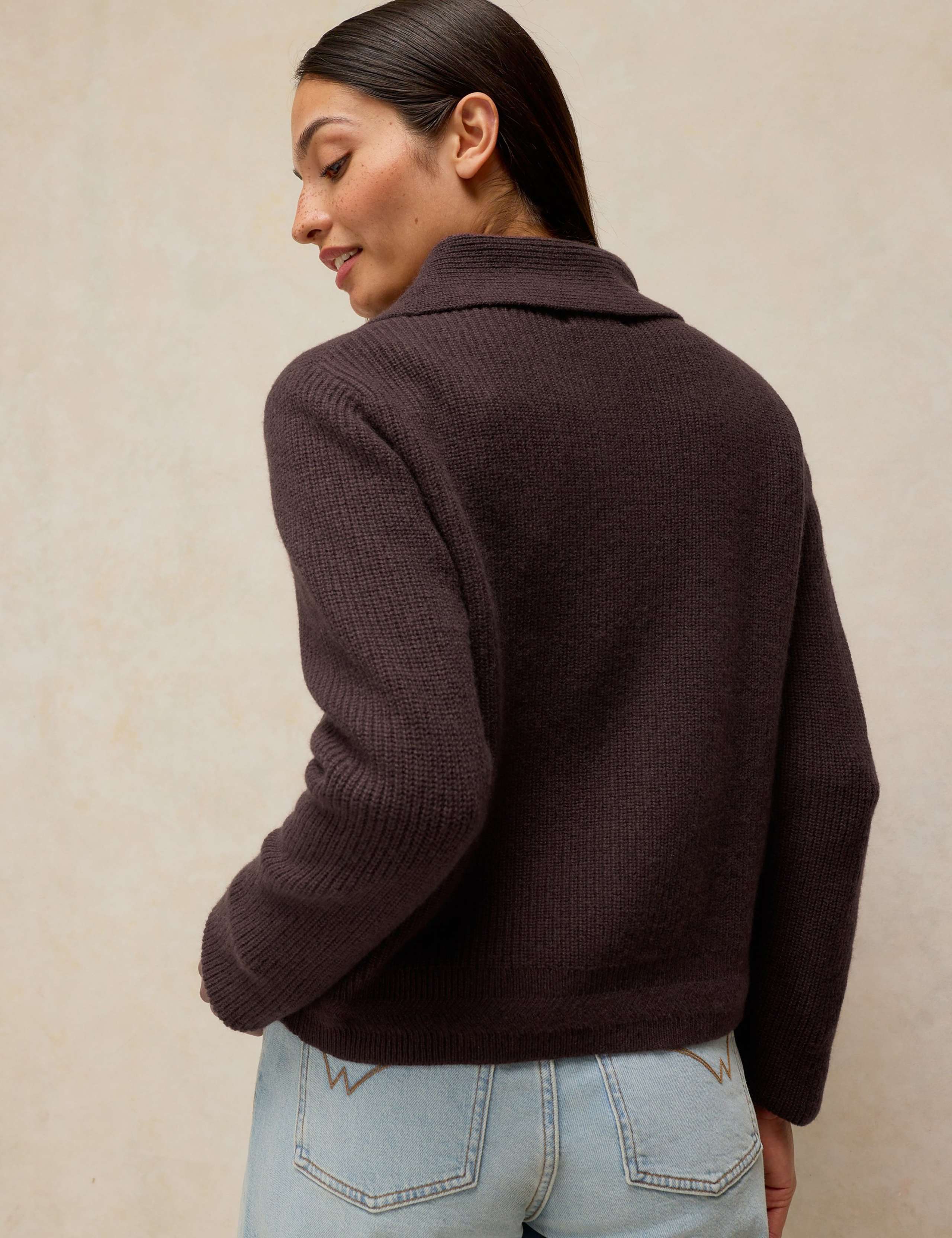 Wool Blend Printed Crew Neck Cardigan 4 of 6