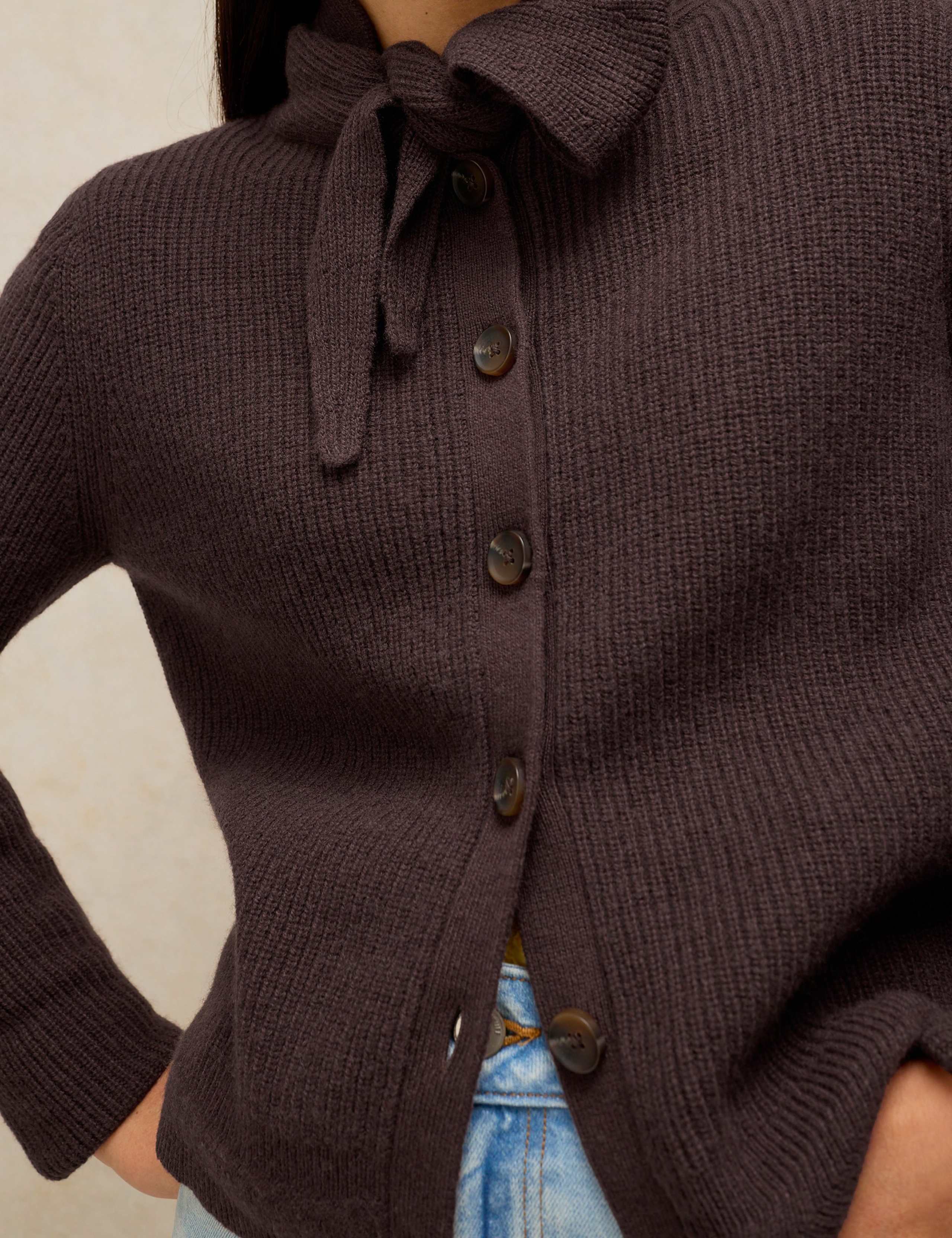 Wool Blend Printed Crew Neck Cardigan 5 of 6