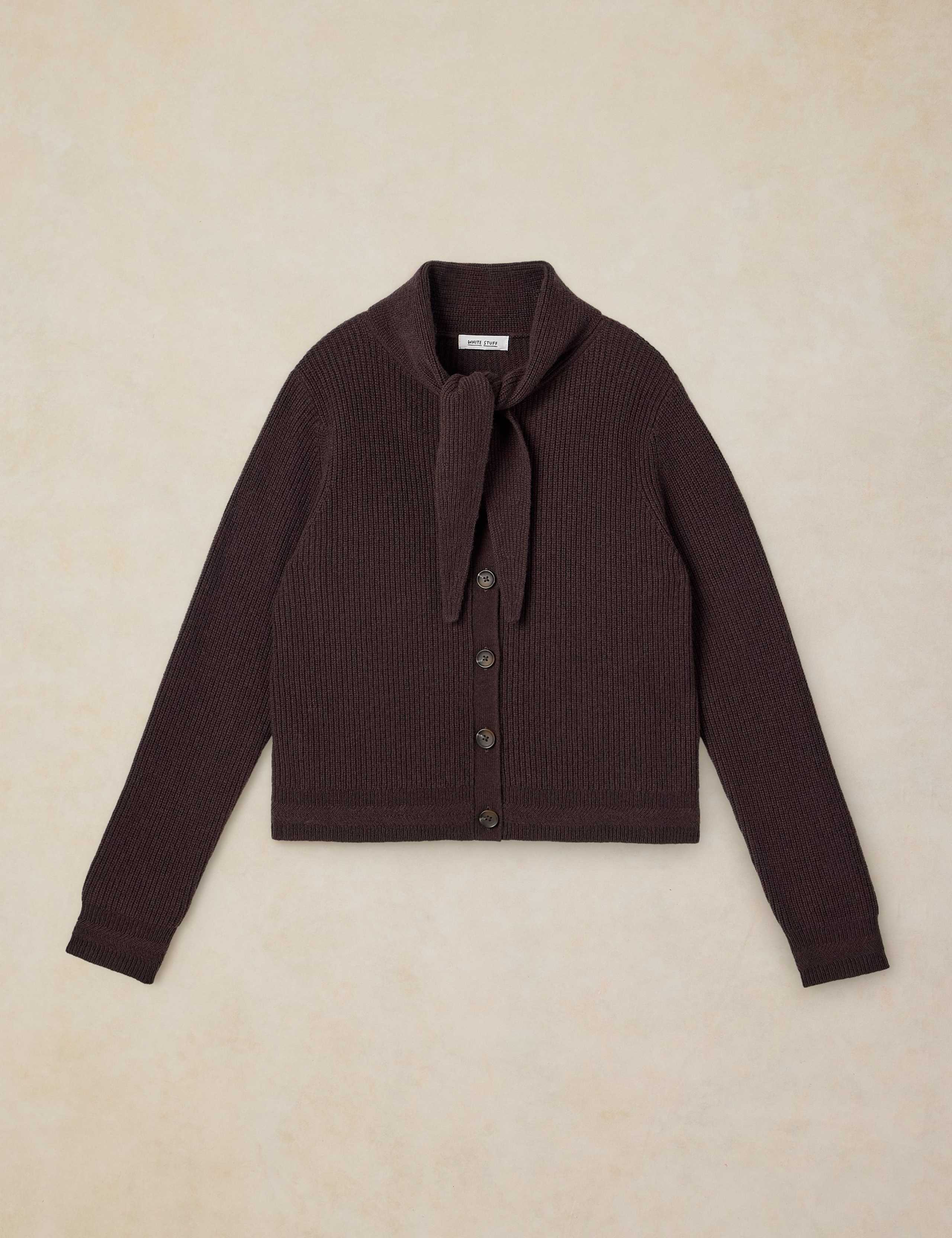 Wool Blend Printed Crew Neck Cardigan 2 of 6
