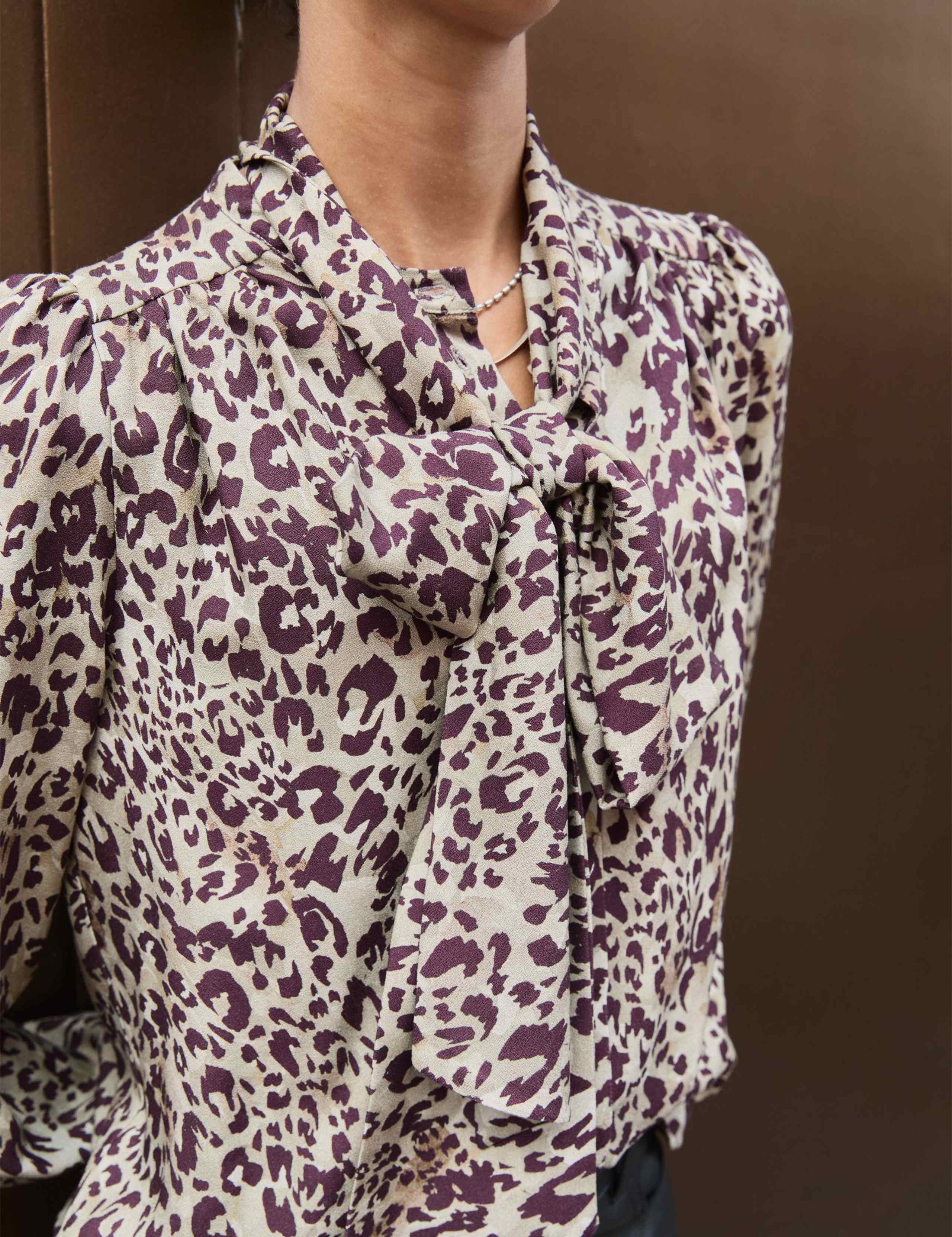 Animal Print Bow Neck Blouse 5 of 6