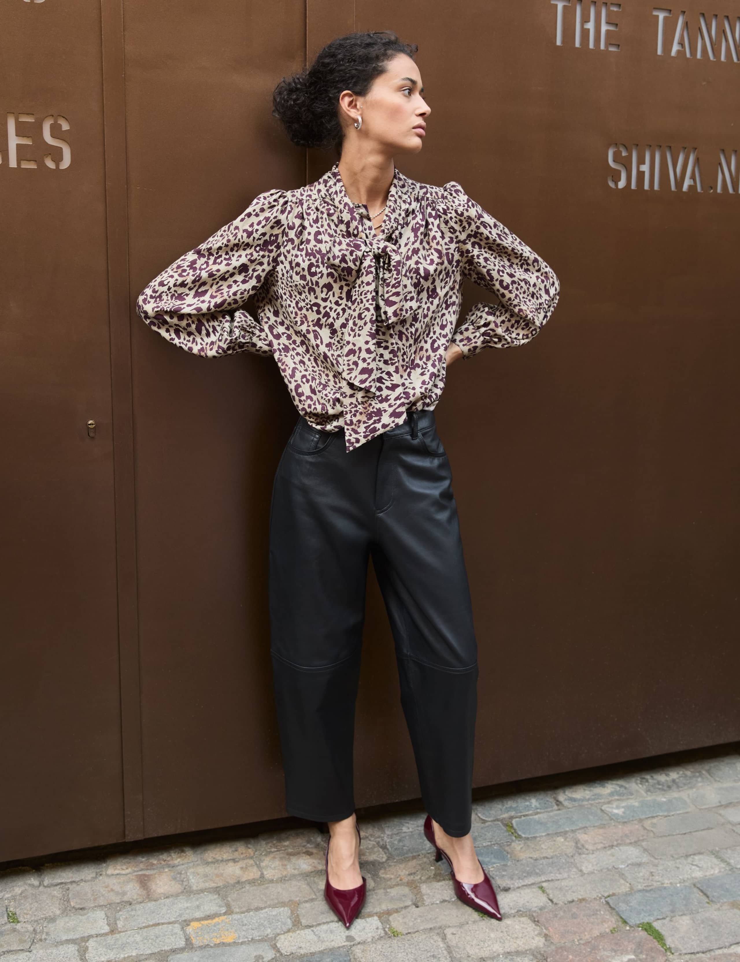 Animal Print Bow Neck Blouse 6 of 6