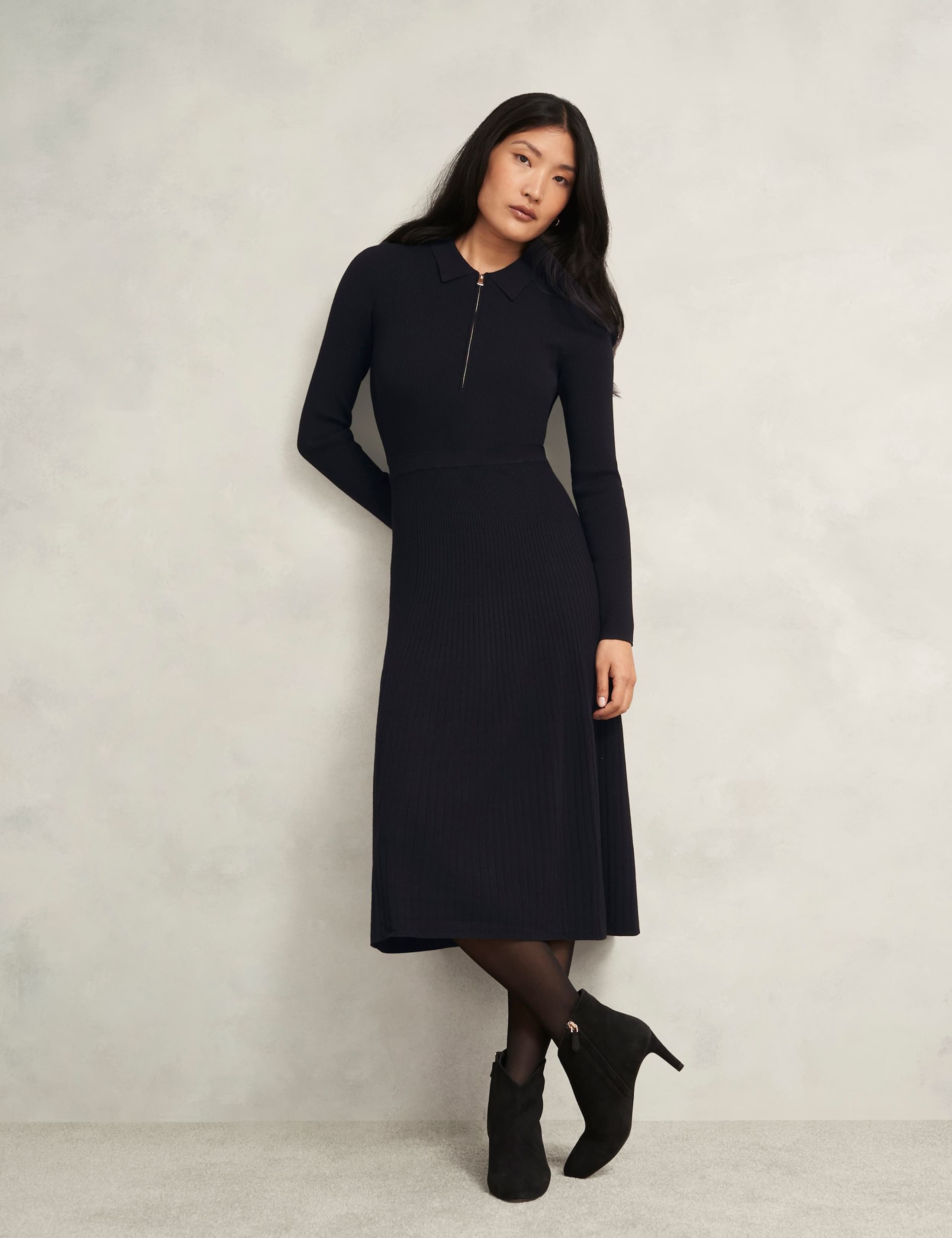 Knitted Zip Neck Midi Dress 3 of 6