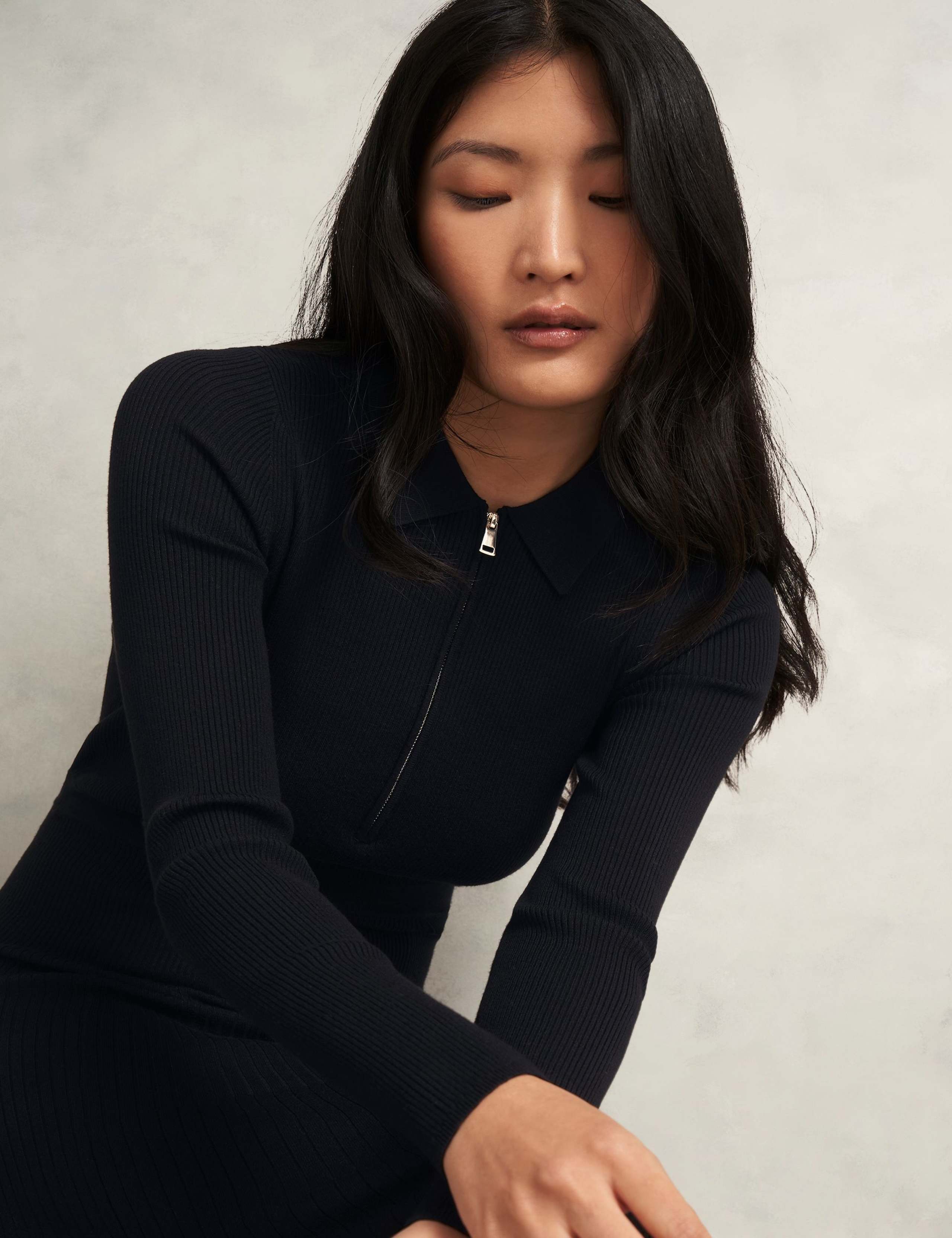 Knitted Zip Neck Midi Dress 6 of 6