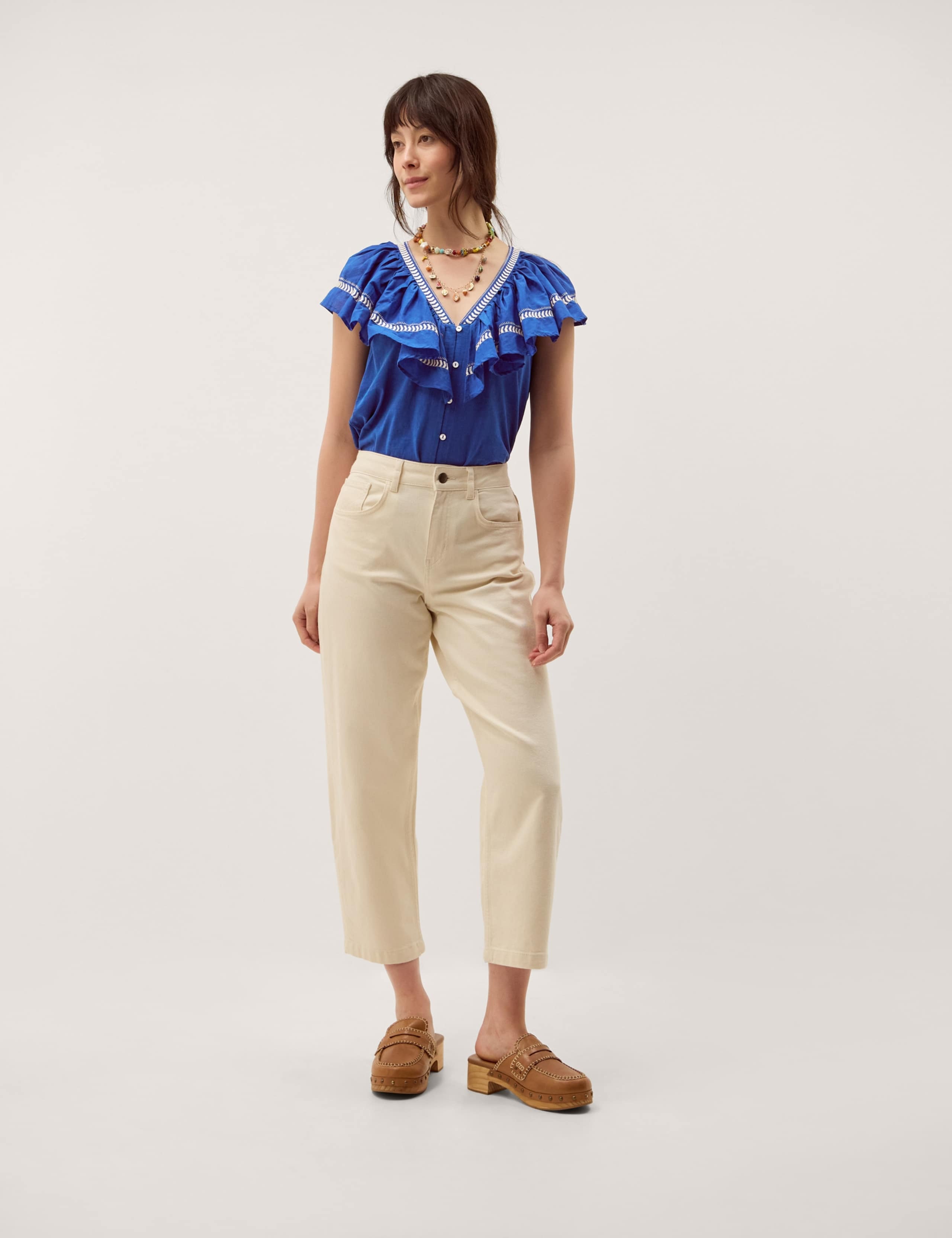Pure Cotton Embroidered V-Neck Blouse 4 of 4