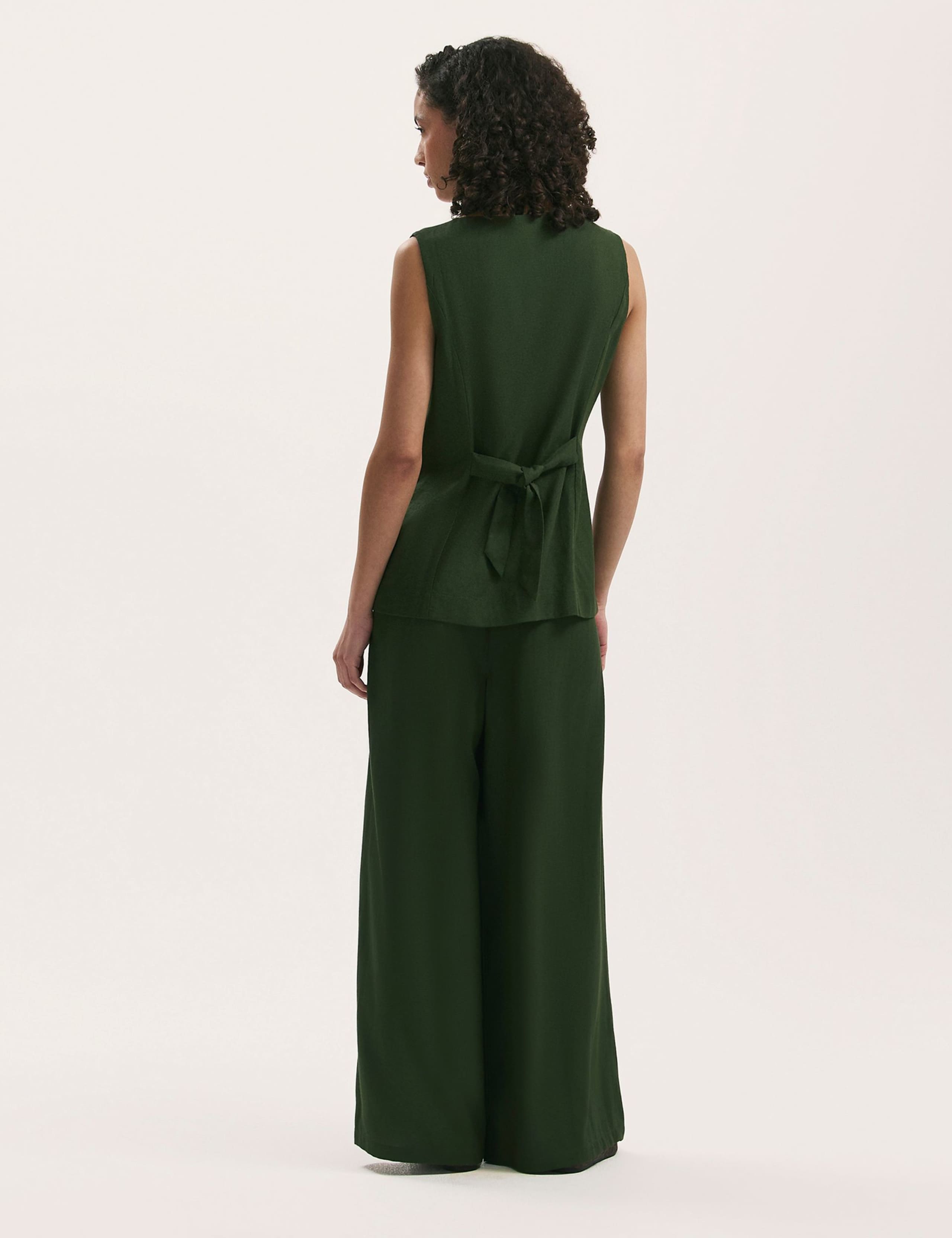 Linen Blend Round Neck Waistcoat 2 of 4