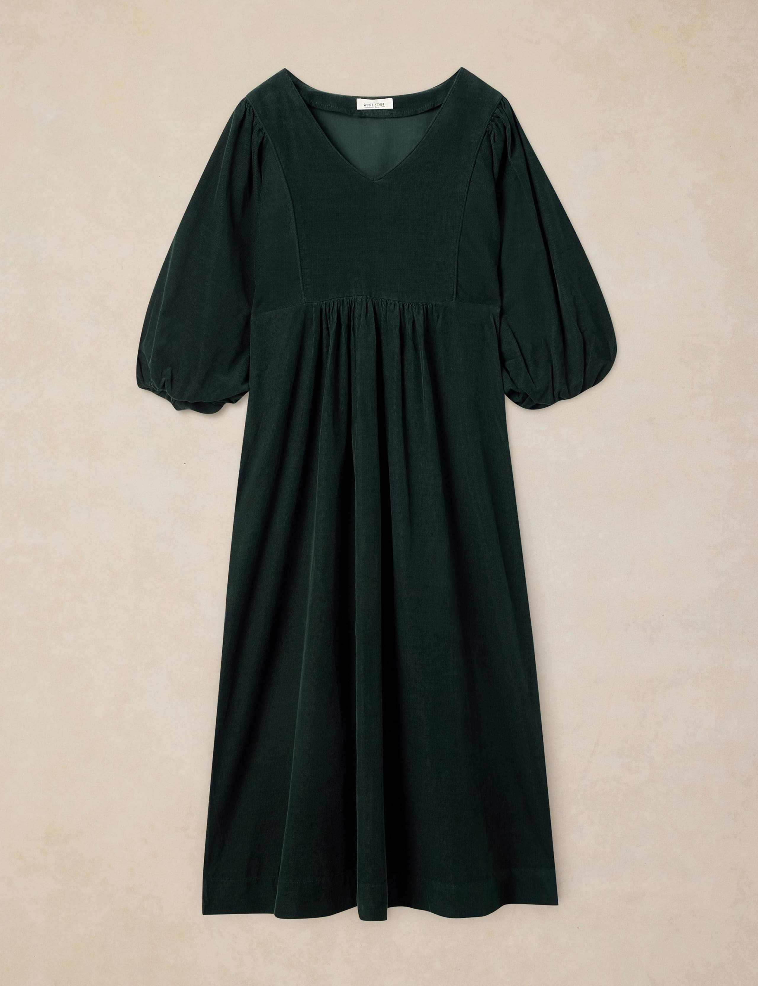 Pure Cotton V Neck Midi Tea Dress 2 of 6
