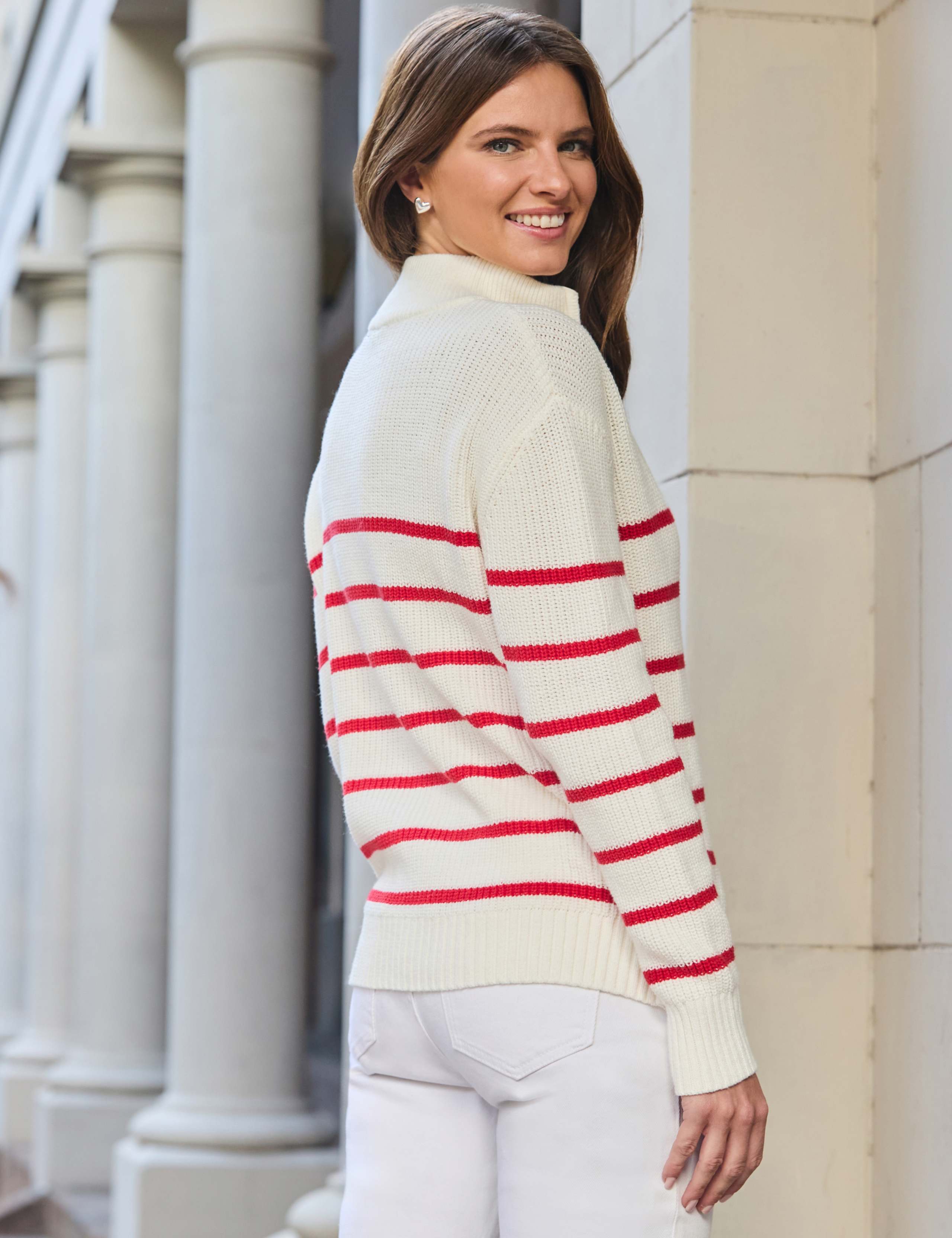 Cotton Rich Striped Quarter Zip Jumper 3 of 6