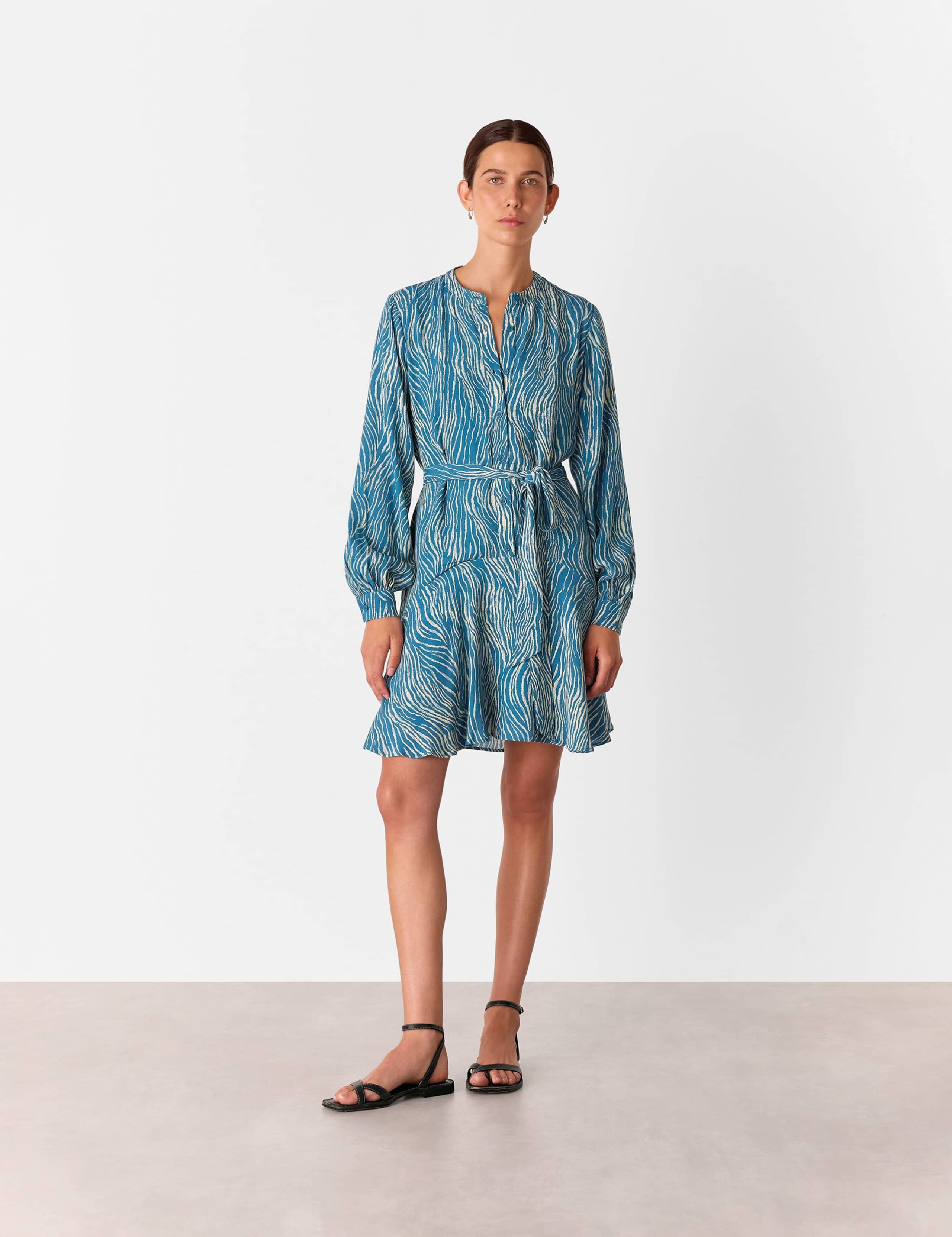 Zebra Print Belted Mini Waisted Dress 1 of 4