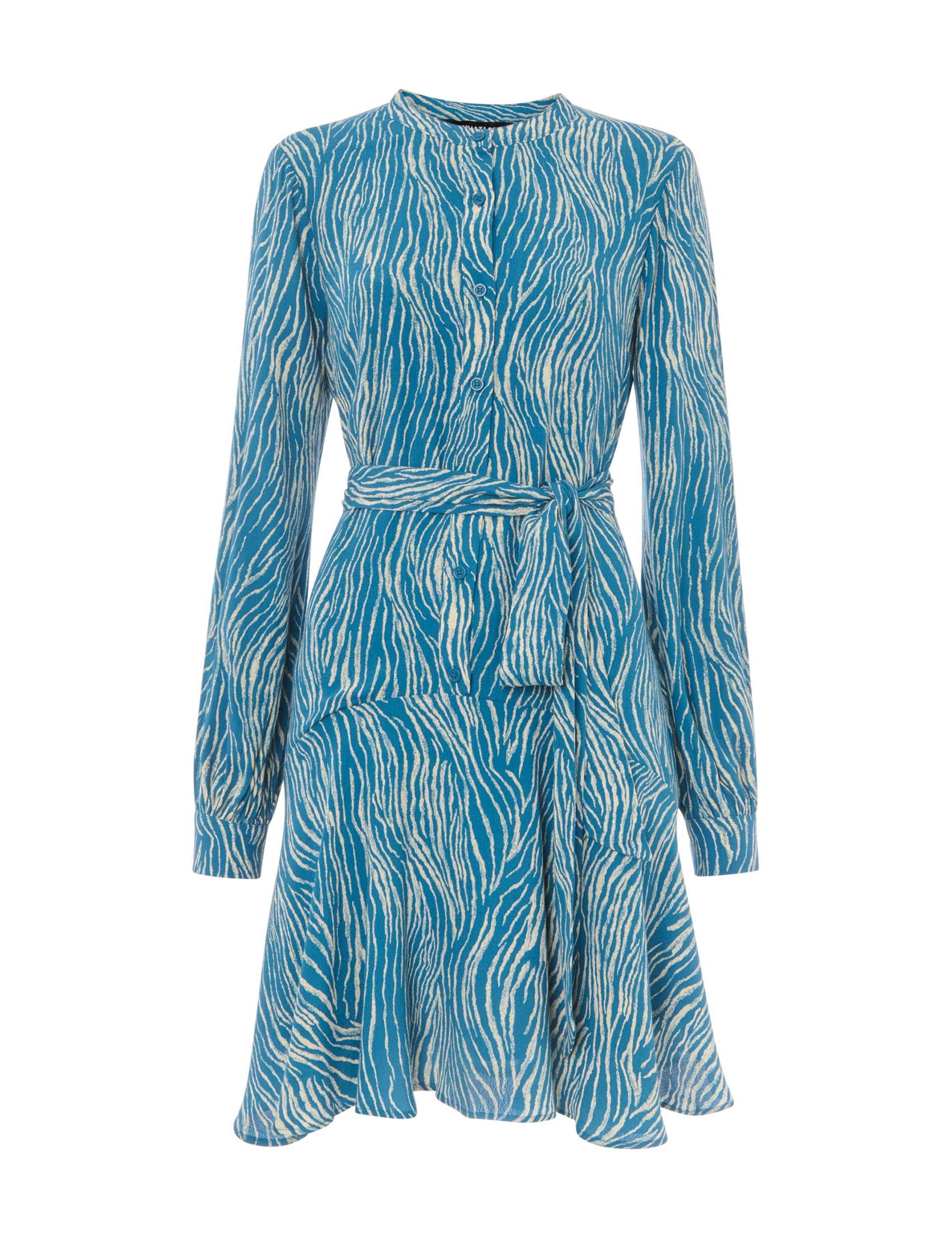 Zebra Print Belted Mini Waisted Dress 2 of 4