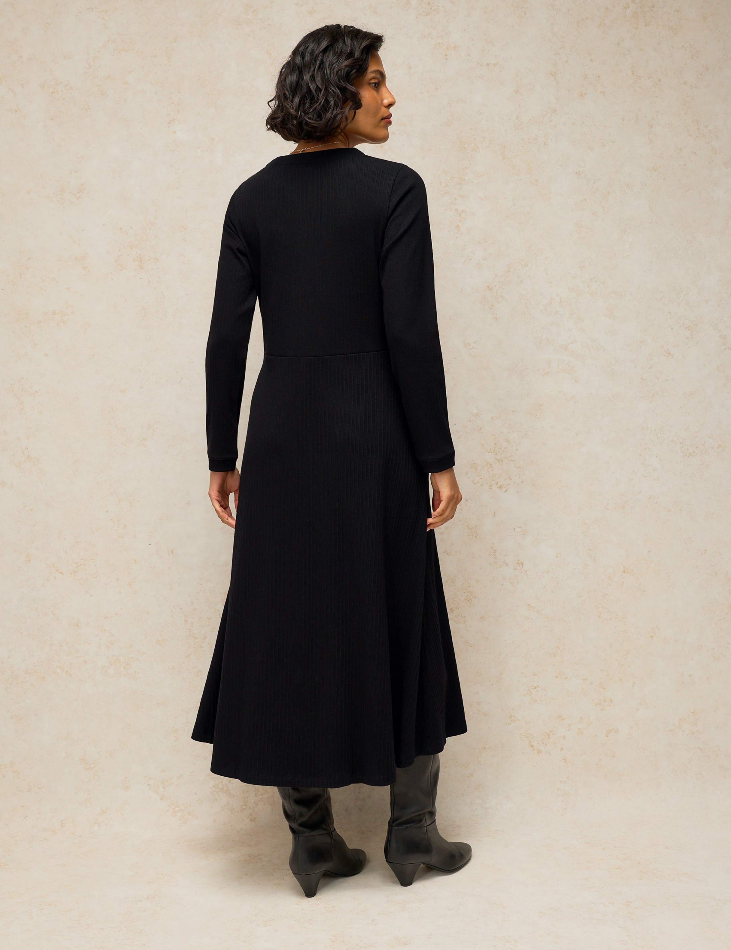 Cotton Rich V Neck Button Through Midi Tea Dress 4 of 6