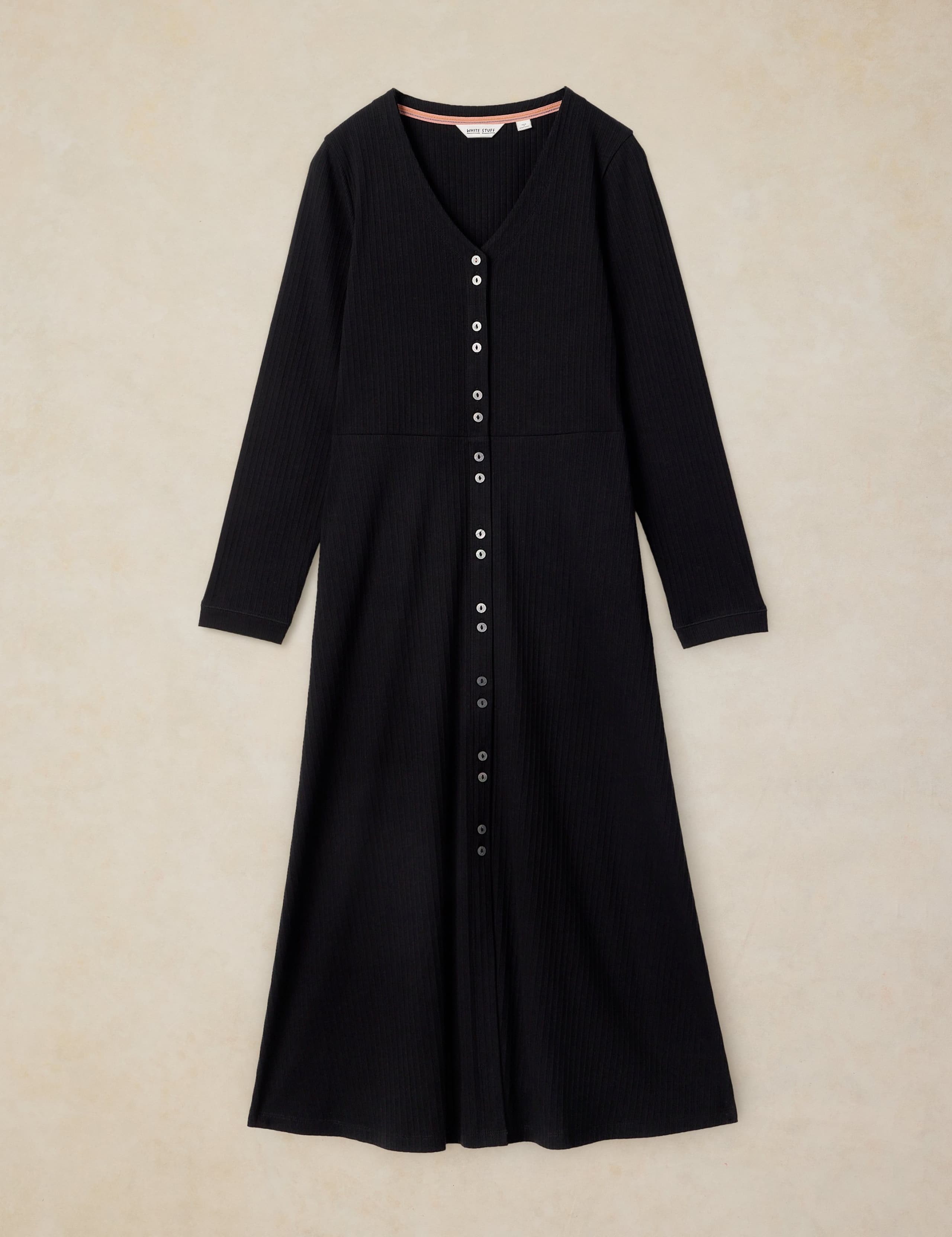 Cotton Rich V Neck Button Through Midi Tea Dress 2 of 6