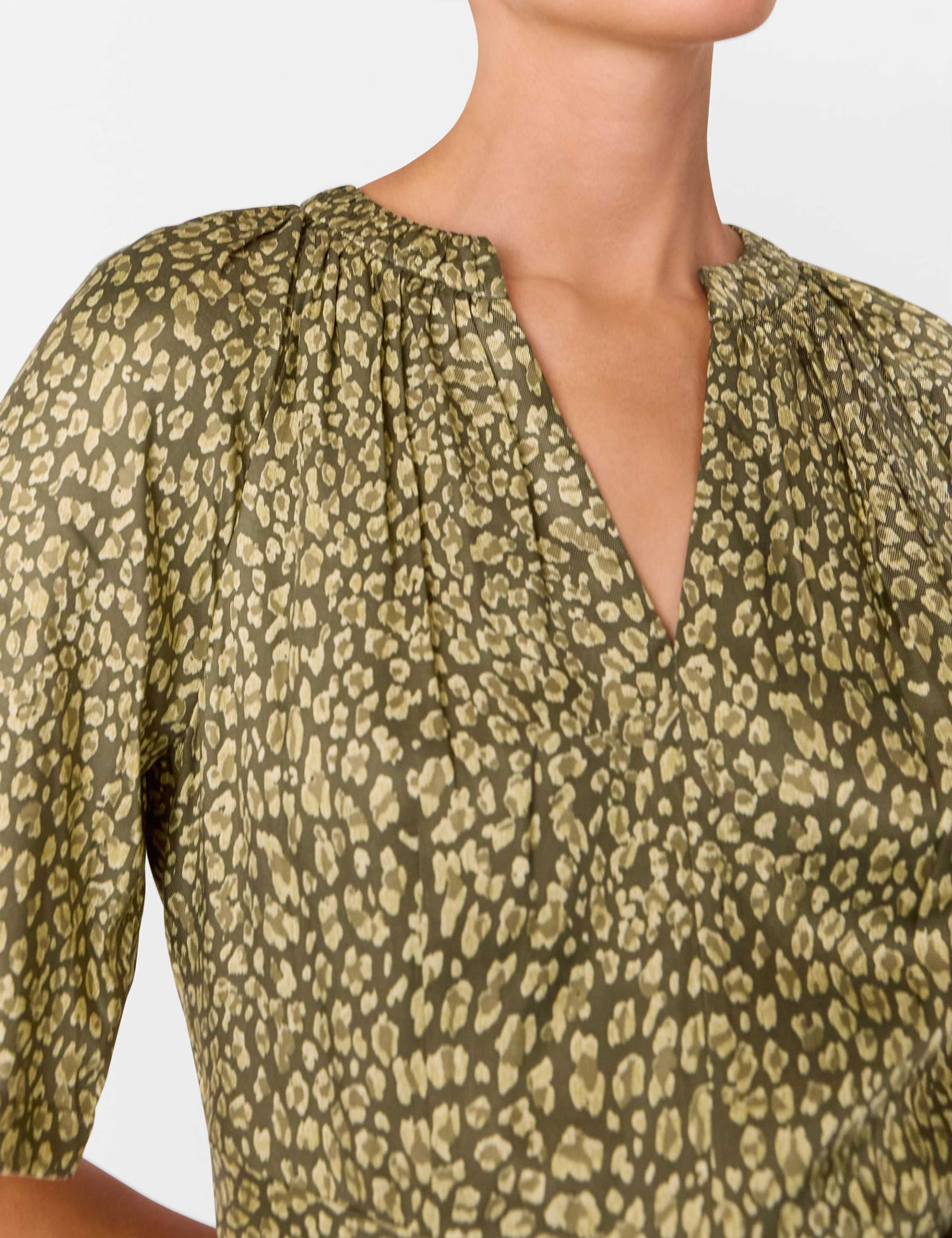 Leopard Print Notch Neck Midi Waisted Dress 4 of 4