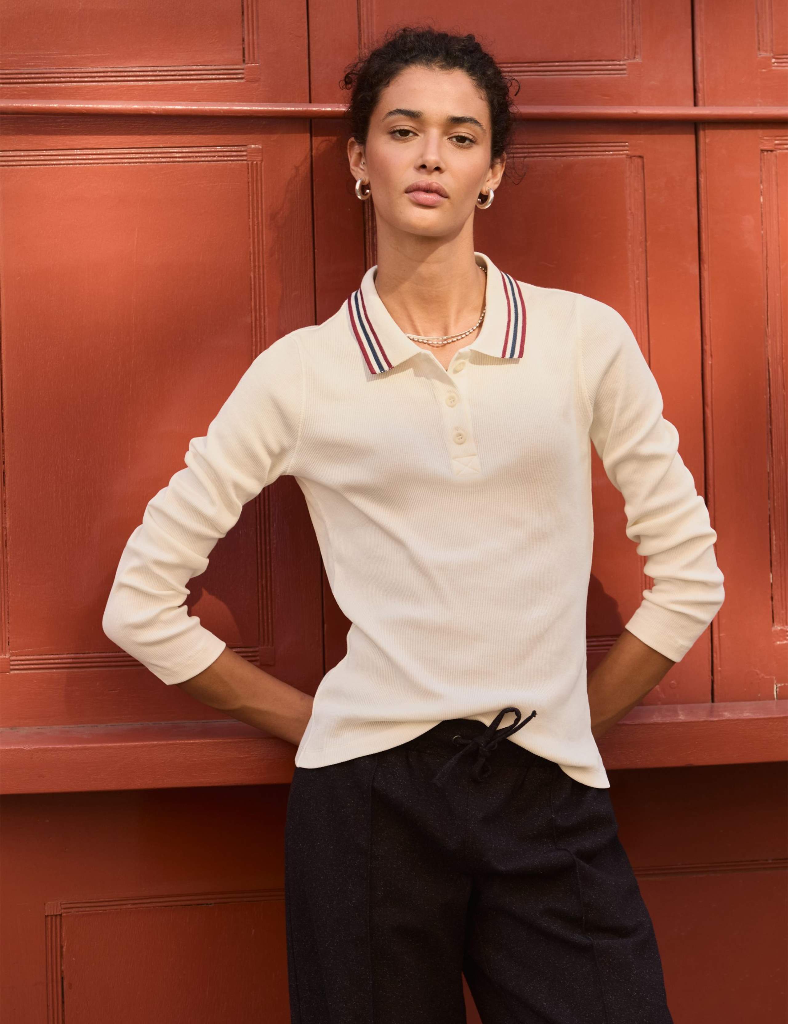 Pure Cotton Collared Slim Fit Top 4 of 4