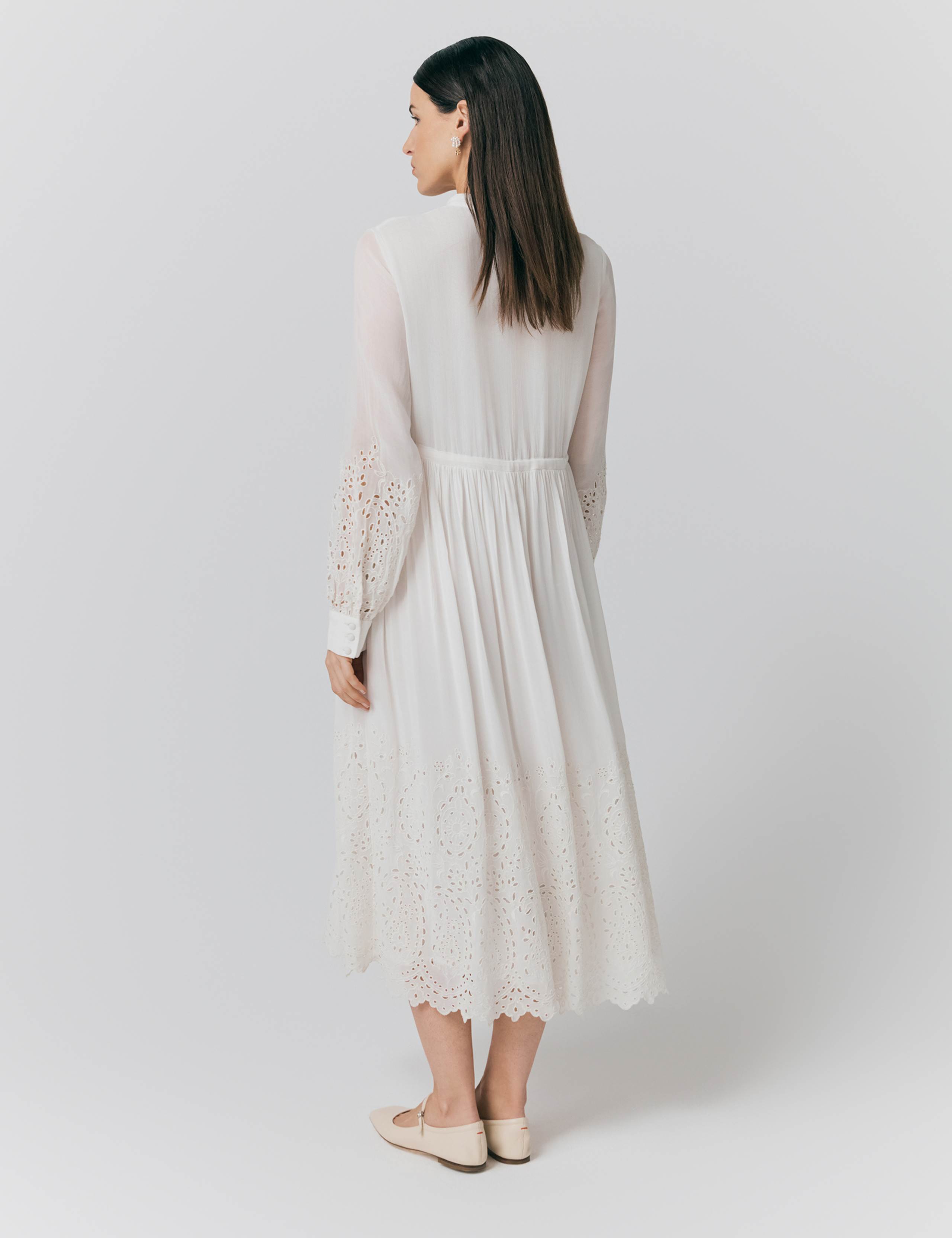 Georgette Broderie Pleated Midi Smock Dress 2 of 4