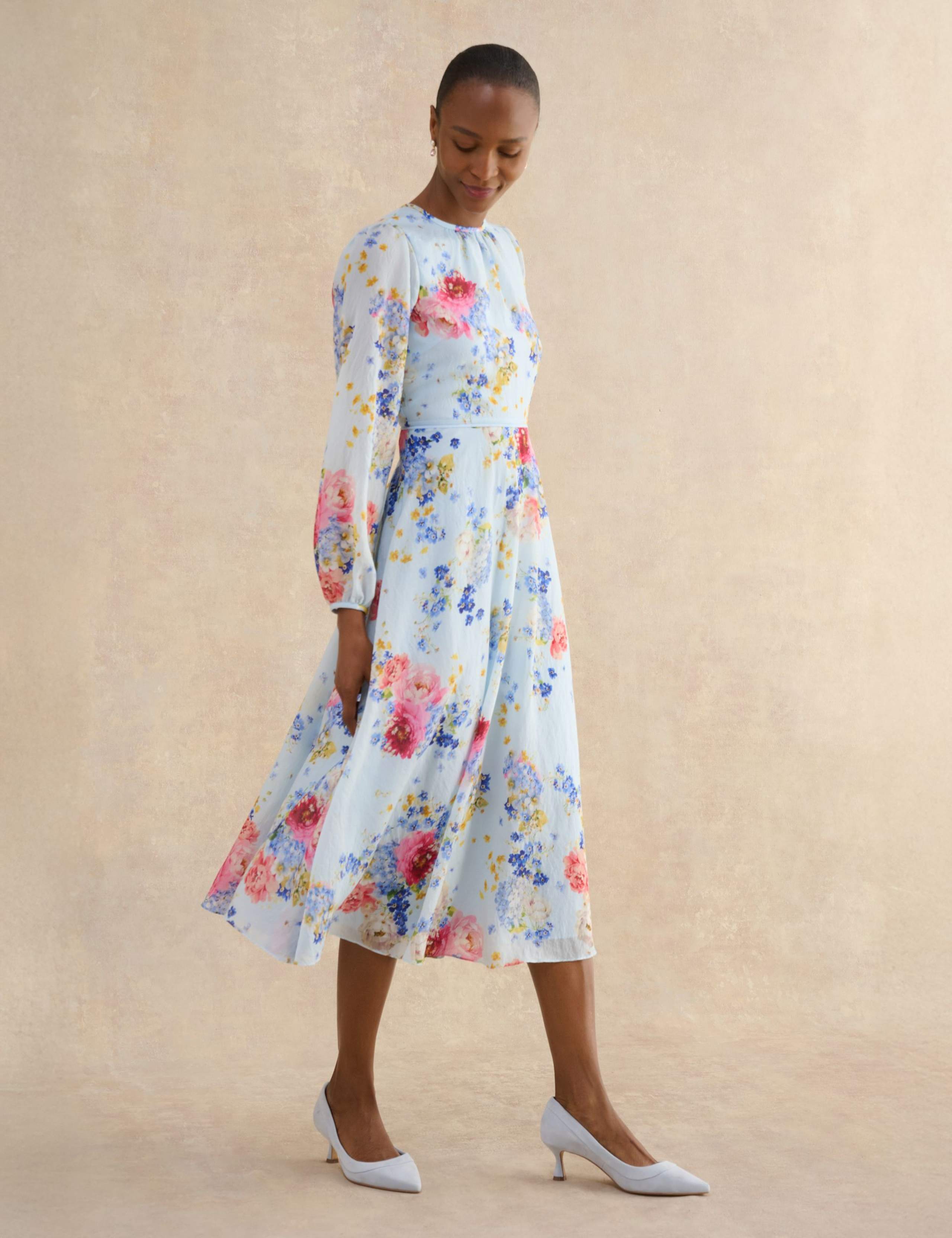 Lyocell Rich Floral Midi Skater Dress 3 of 5