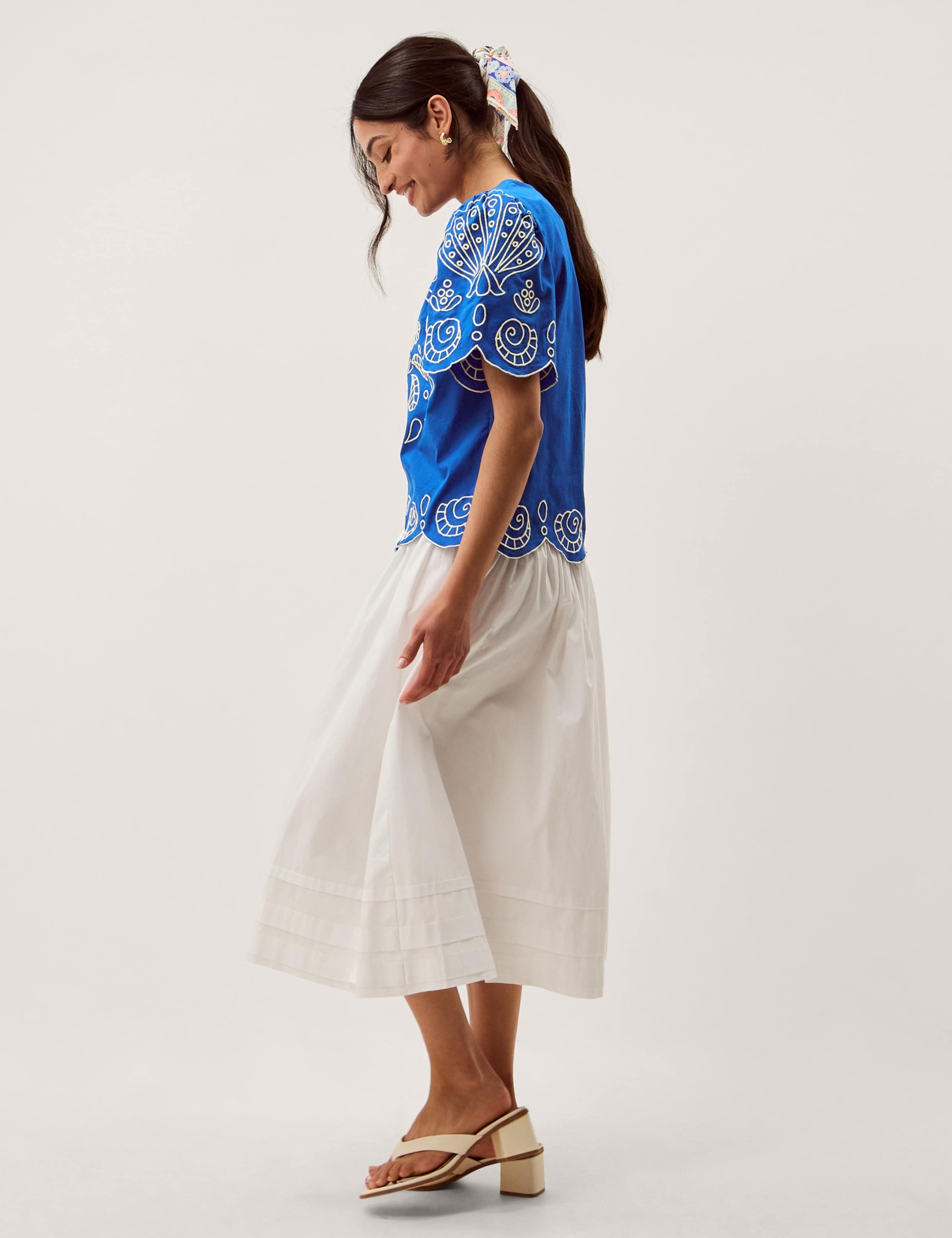 Pure Cotton Embroidered Puff Sleeve Top 5 of 6