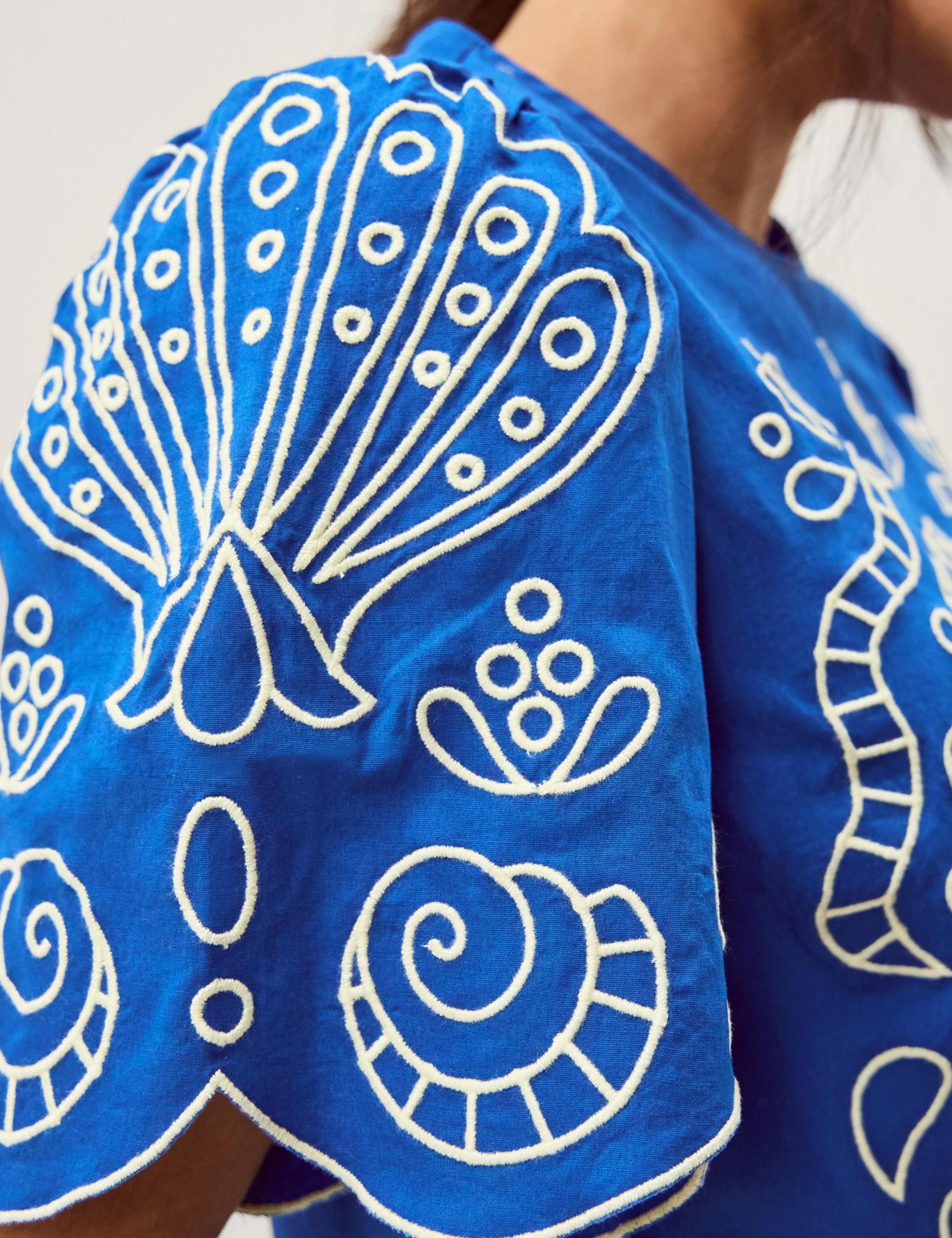 Pure Cotton Embroidered Puff Sleeve Top 6 of 6