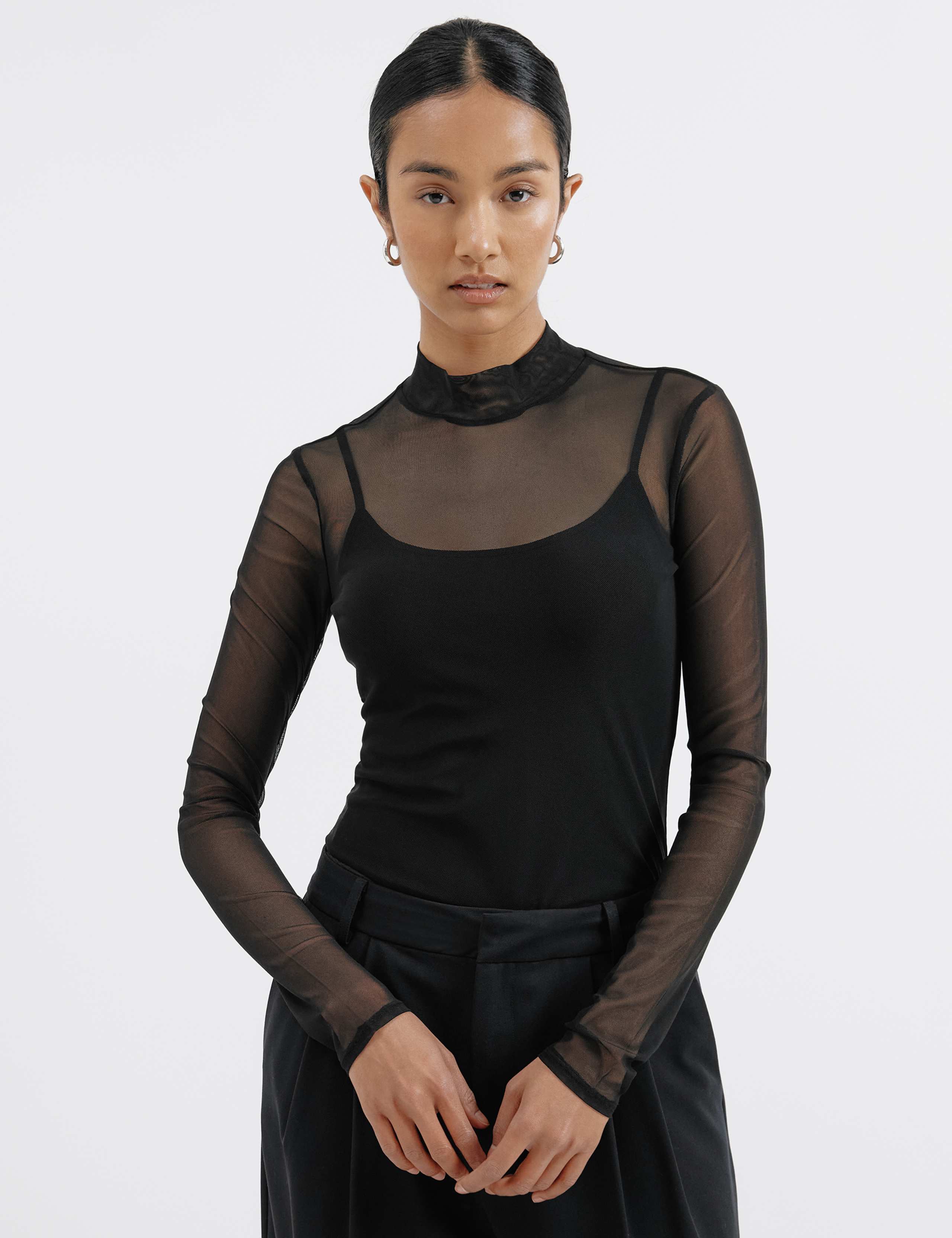 Mesh High Neck Top | Albaray at M&S