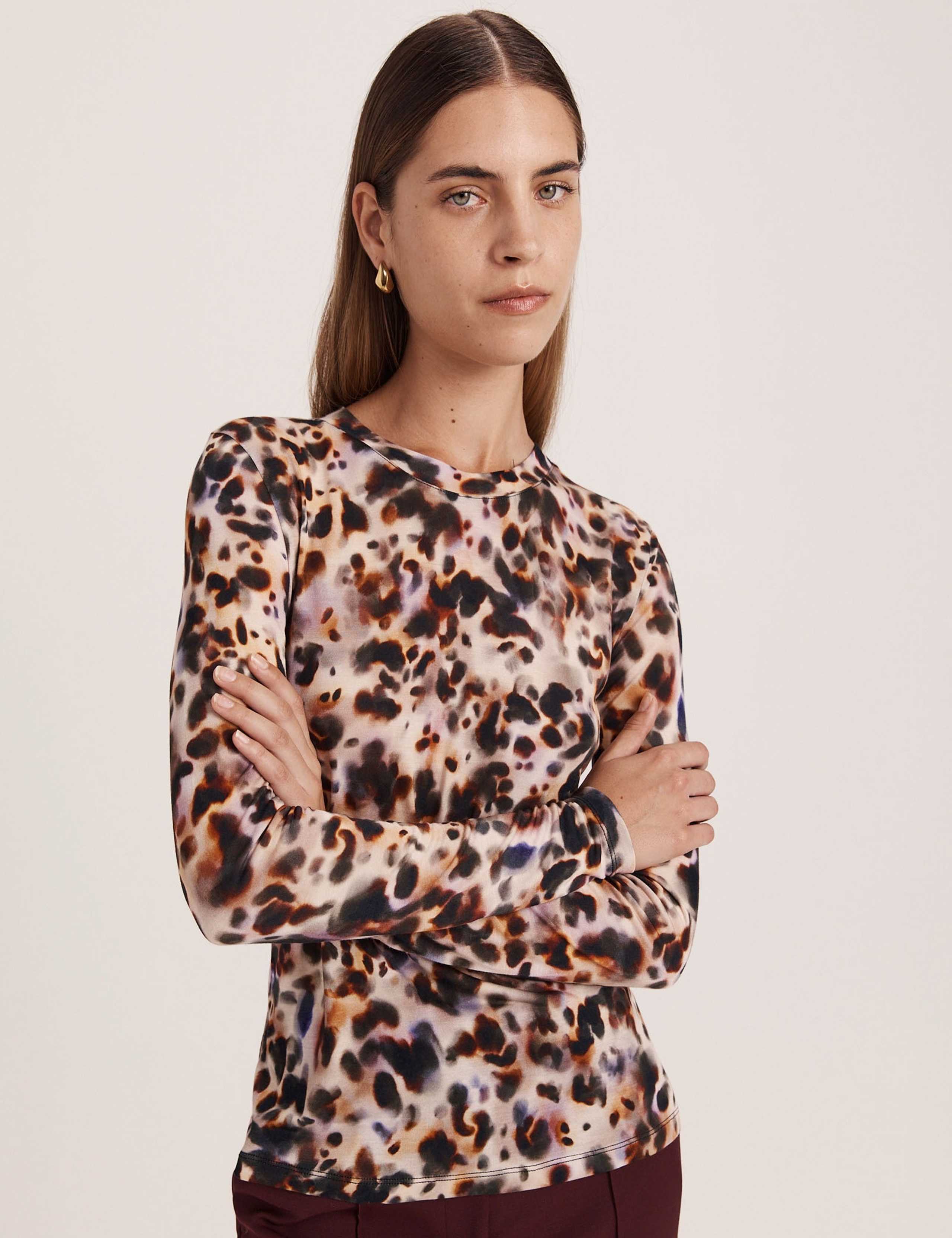 Animal Print Crew Neck Top 3 of 7