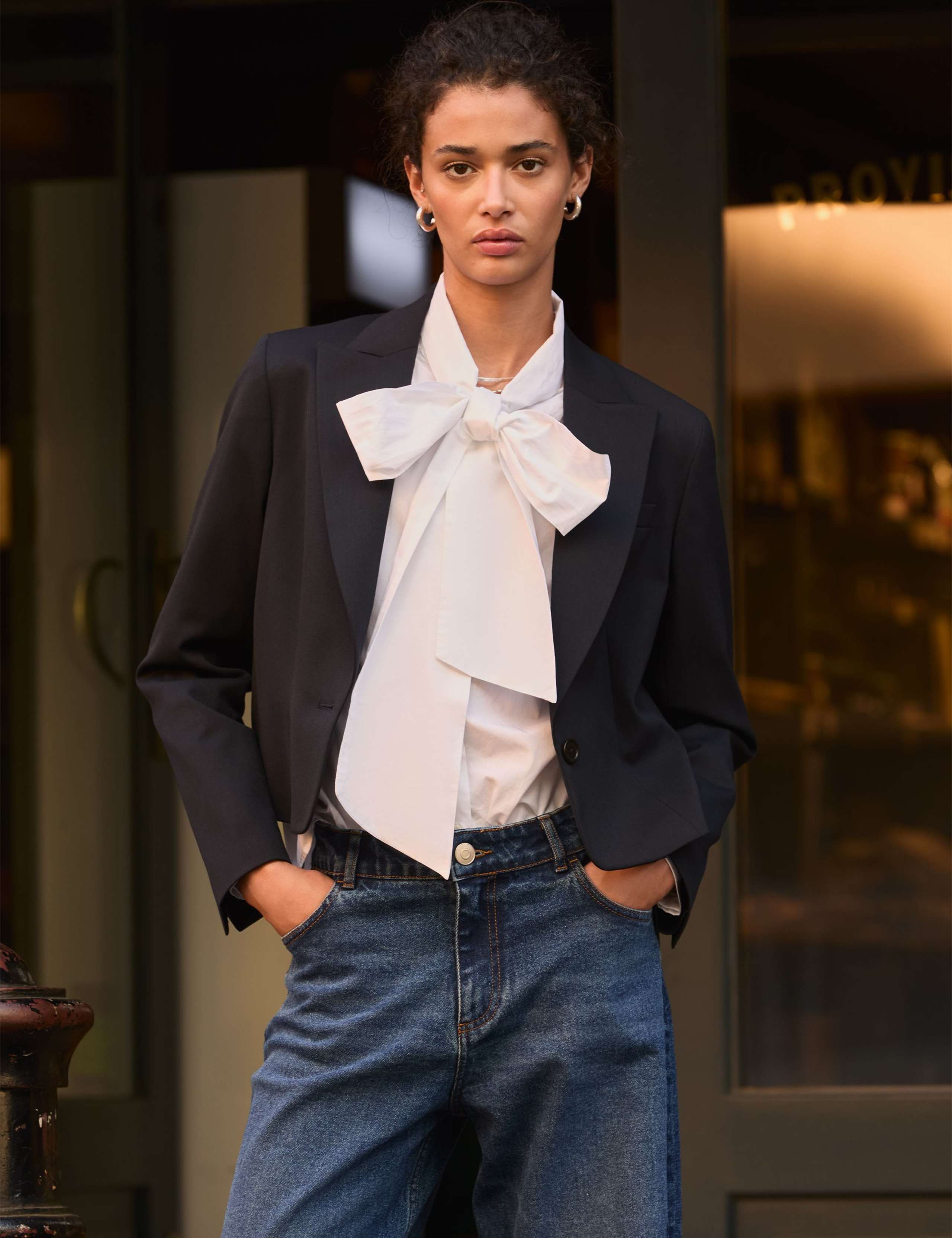 Pure Cotton Bow Neck Blouse 3 of 5