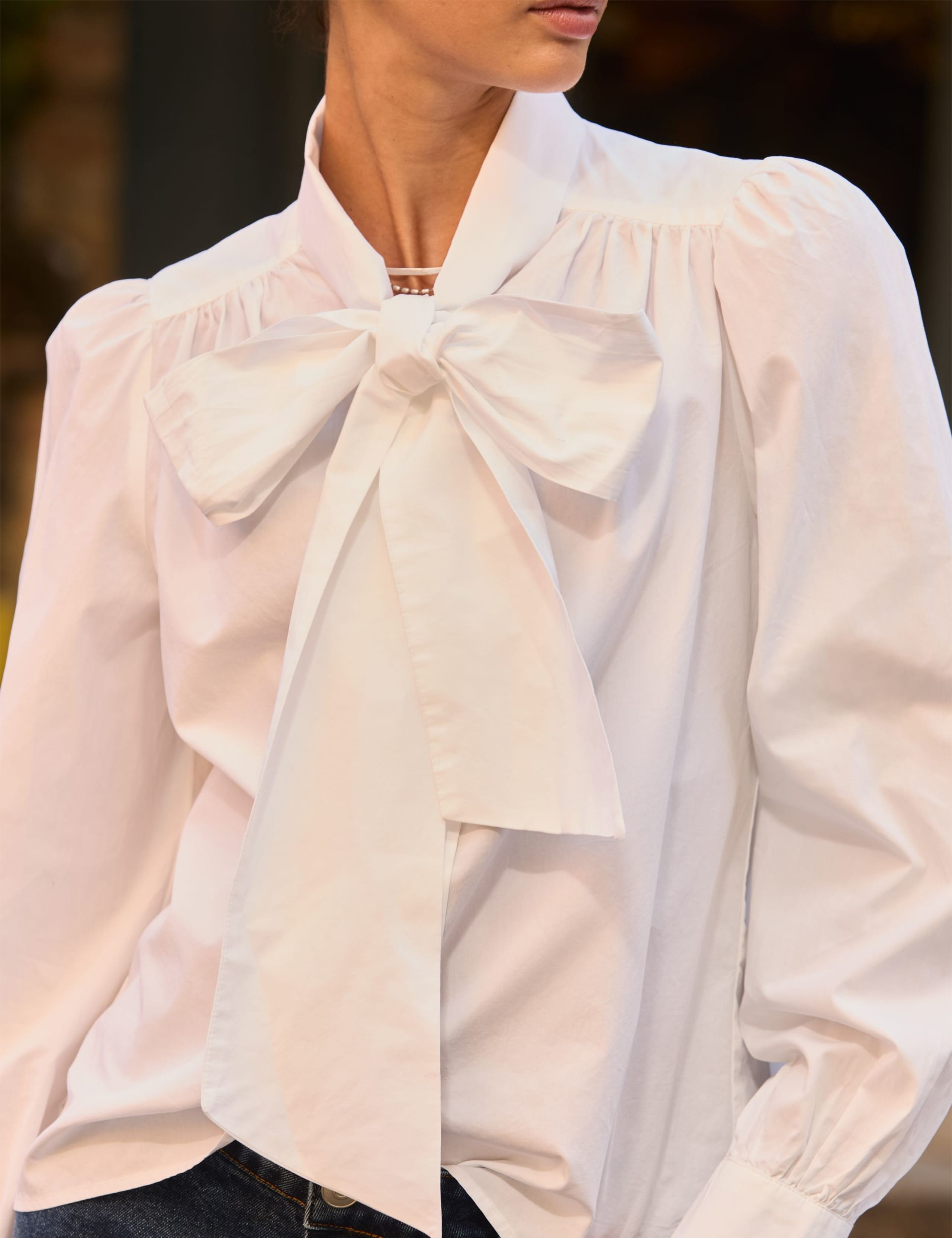Pure Cotton Bow Neck Blouse 4 of 5