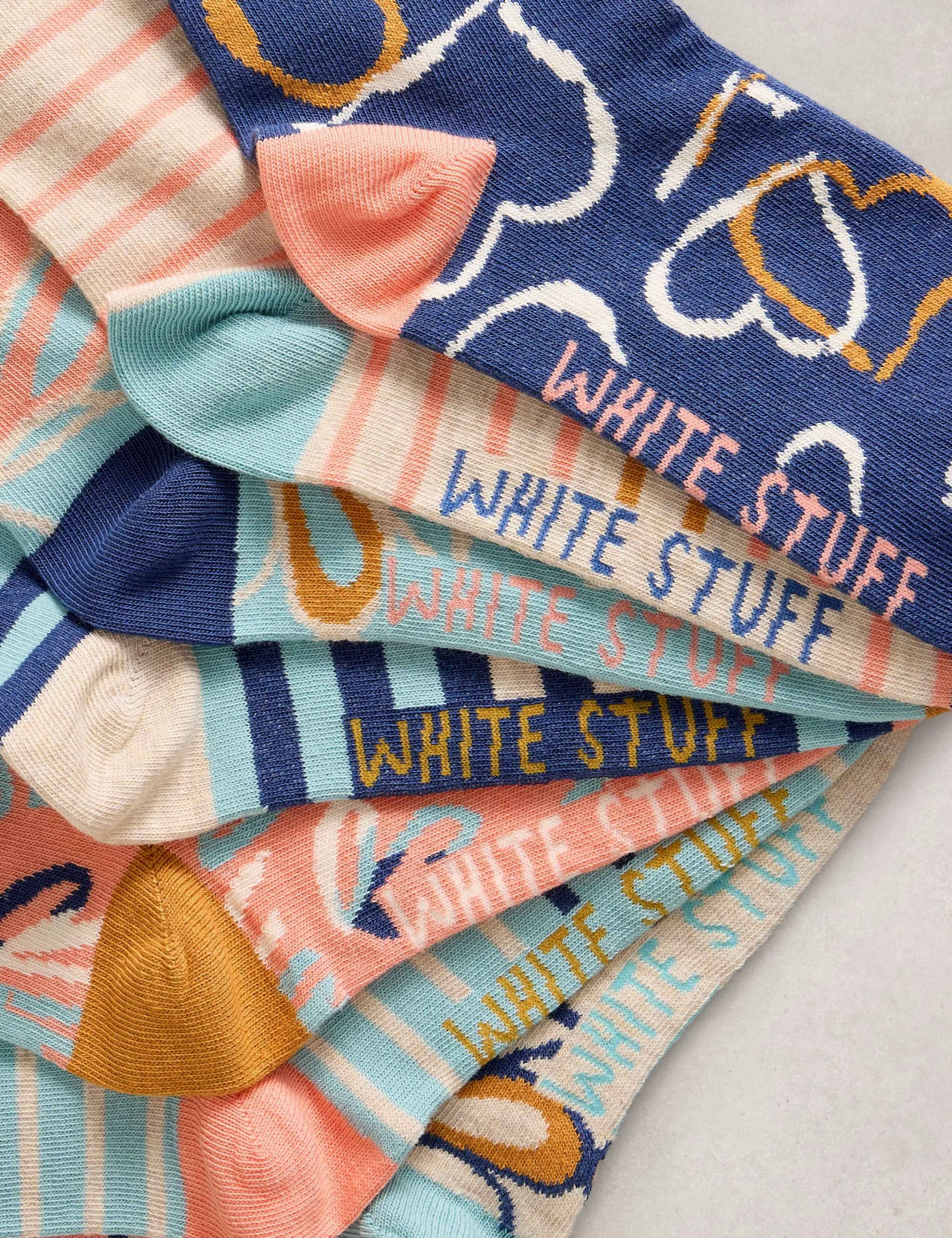 7 Pack Cotton Rich Patterned Ankle Socks 2 of 2