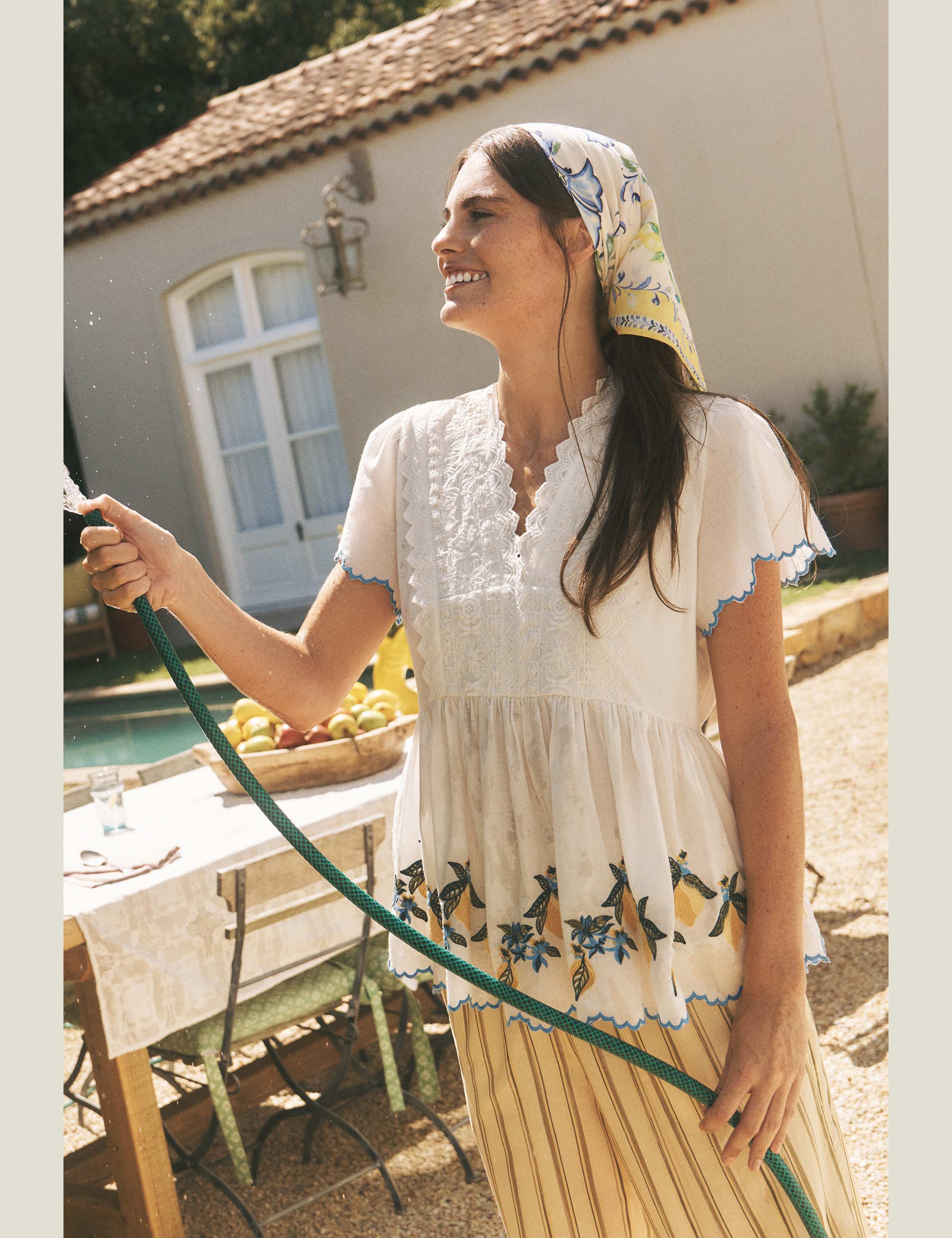 Jersey Embroidered V-Neck Blouse 7 of 7