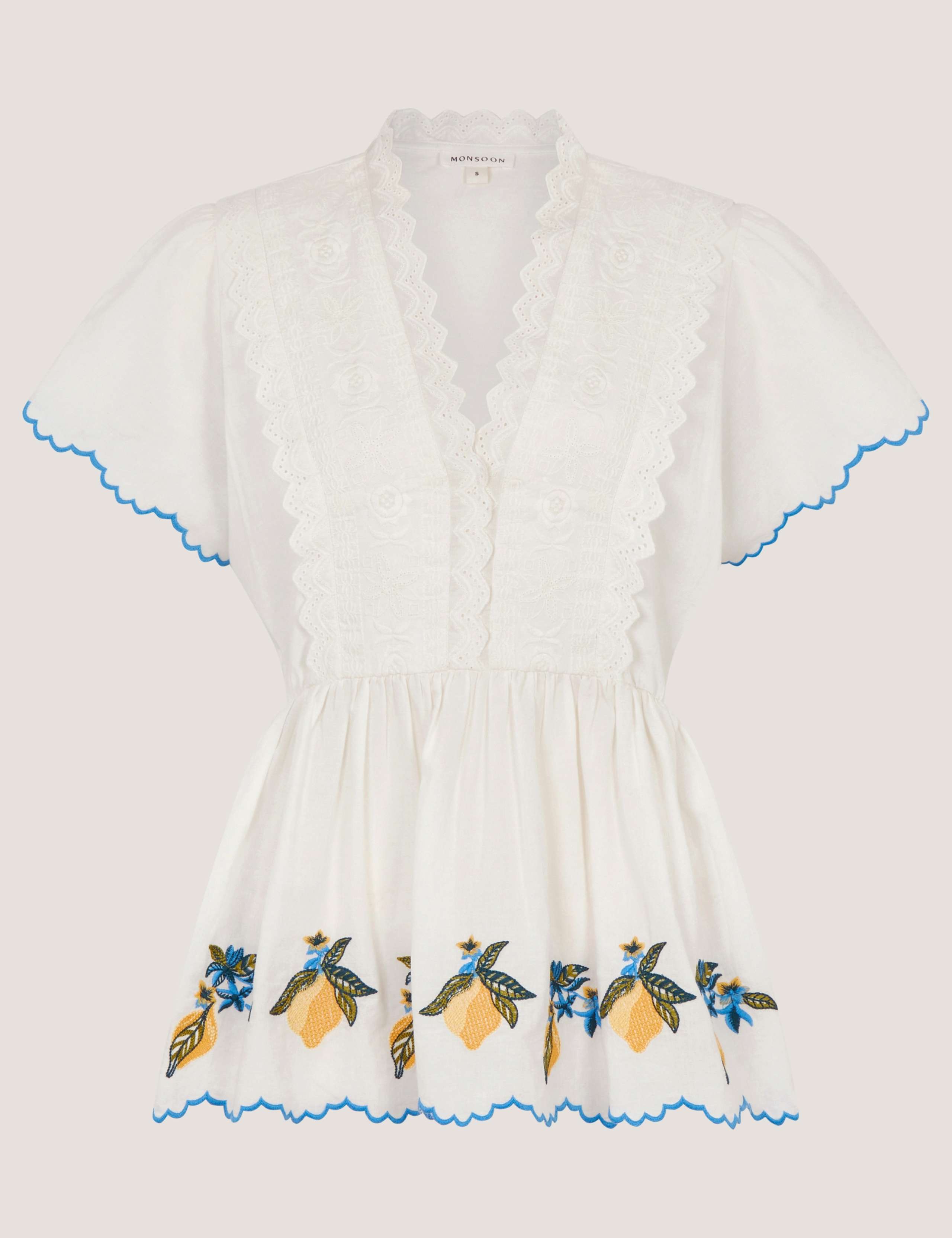 Jersey Embroidered V-Neck Blouse 2 of 7