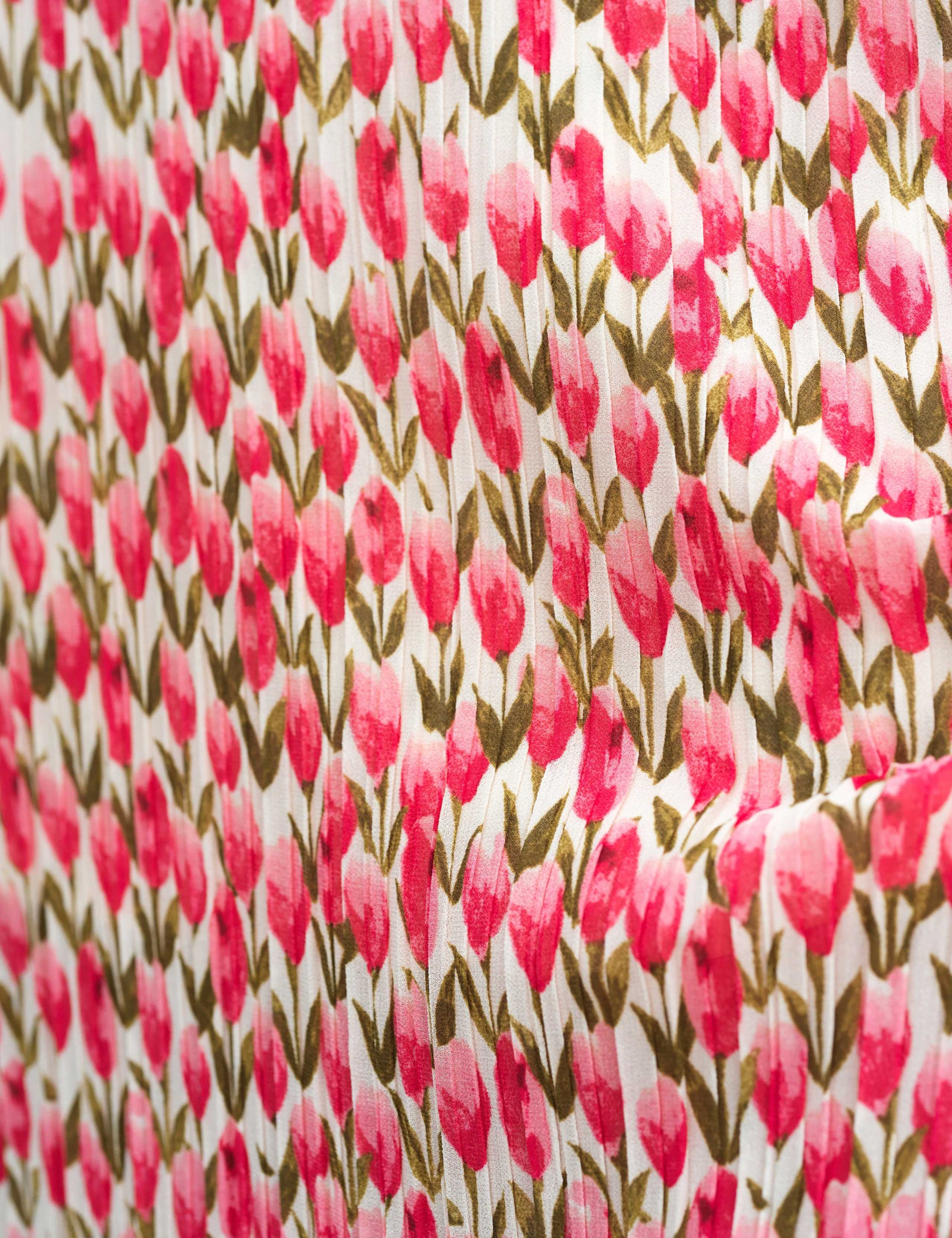 Plissé Floral Midi A-Line Skirt 3 of 6
