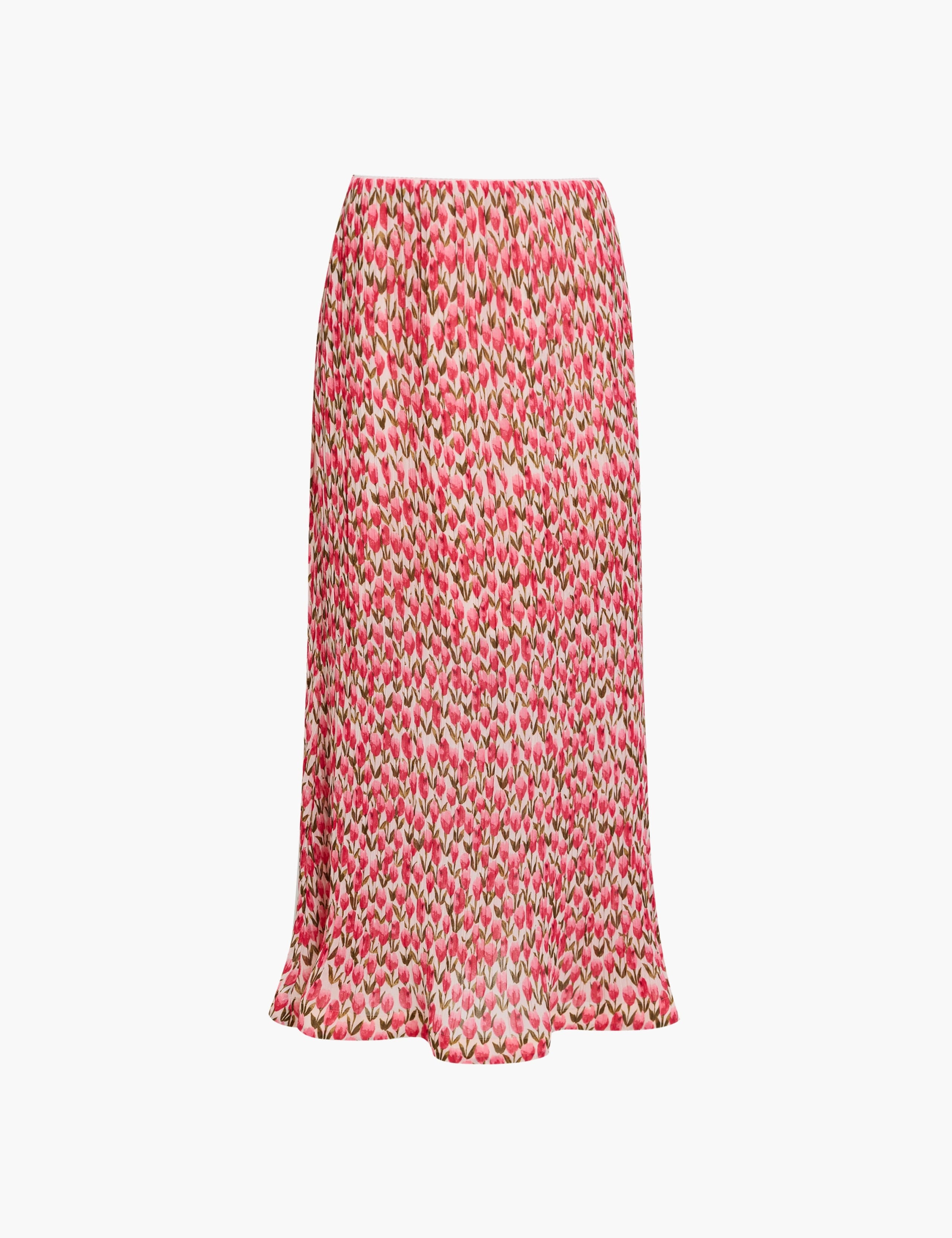 Plissé Floral Midi A-Line Skirt 2 of 6
