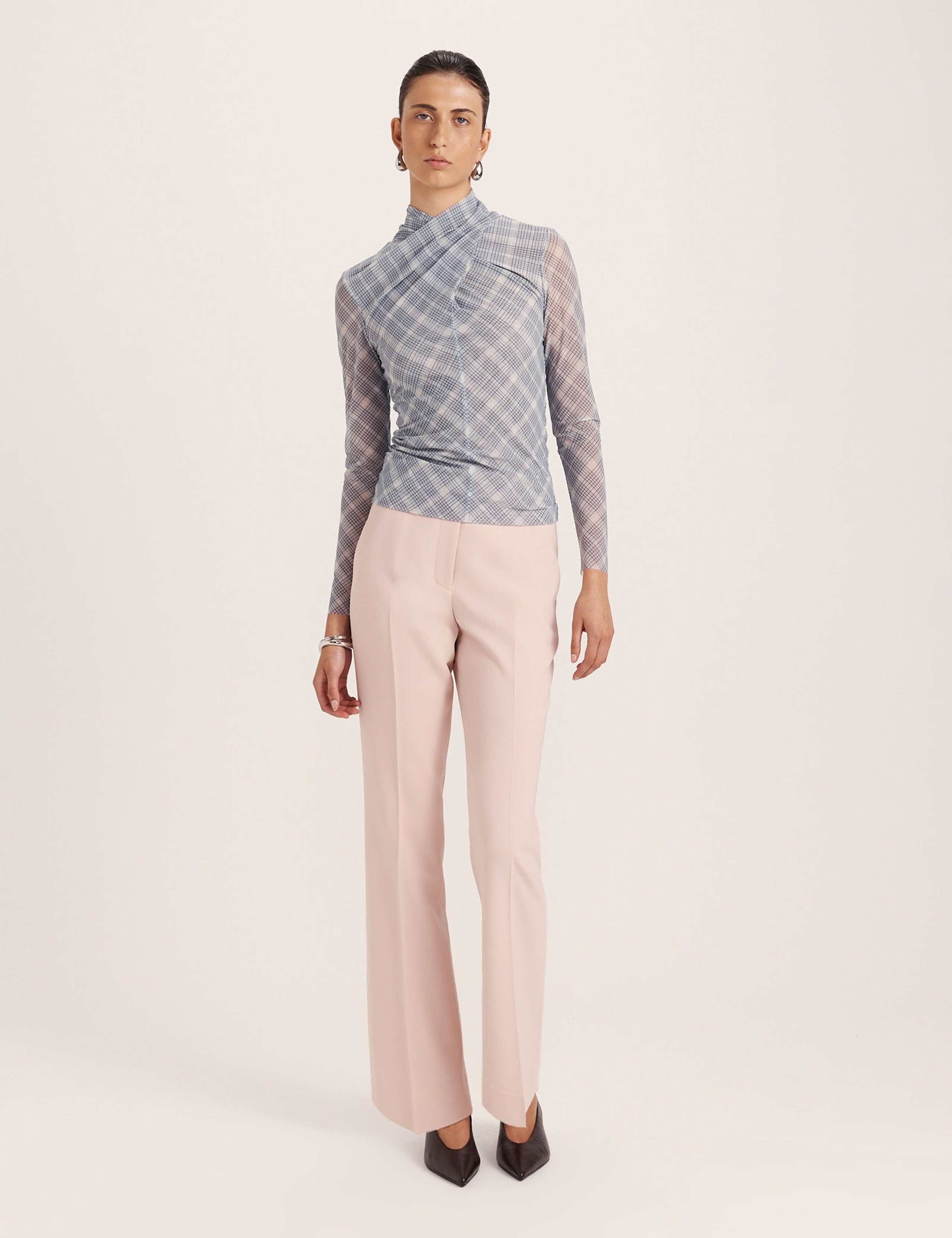 Checked High Neck Long Sleeve Top 4 of 8