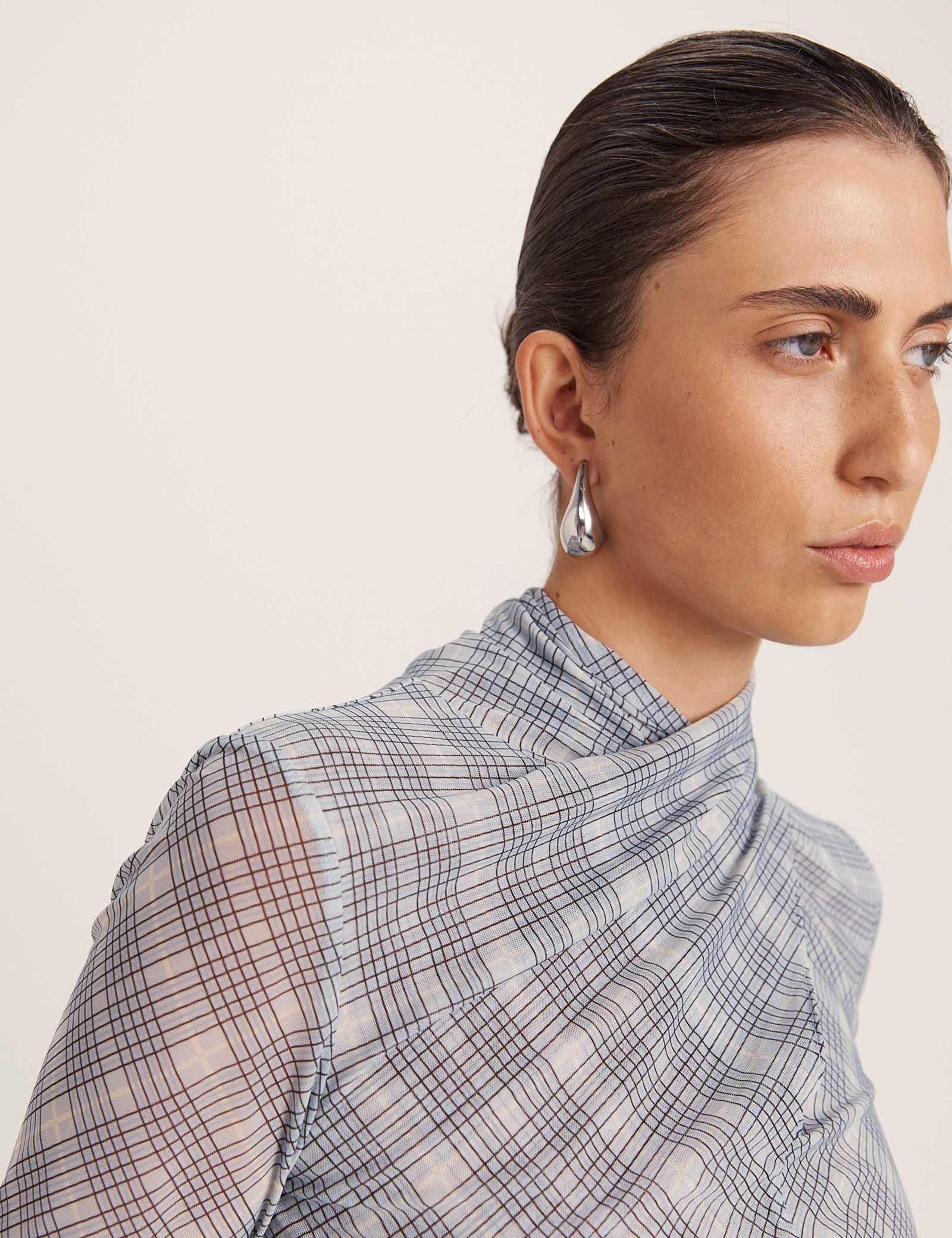 Checked High Neck Long Sleeve Top 7 of 8