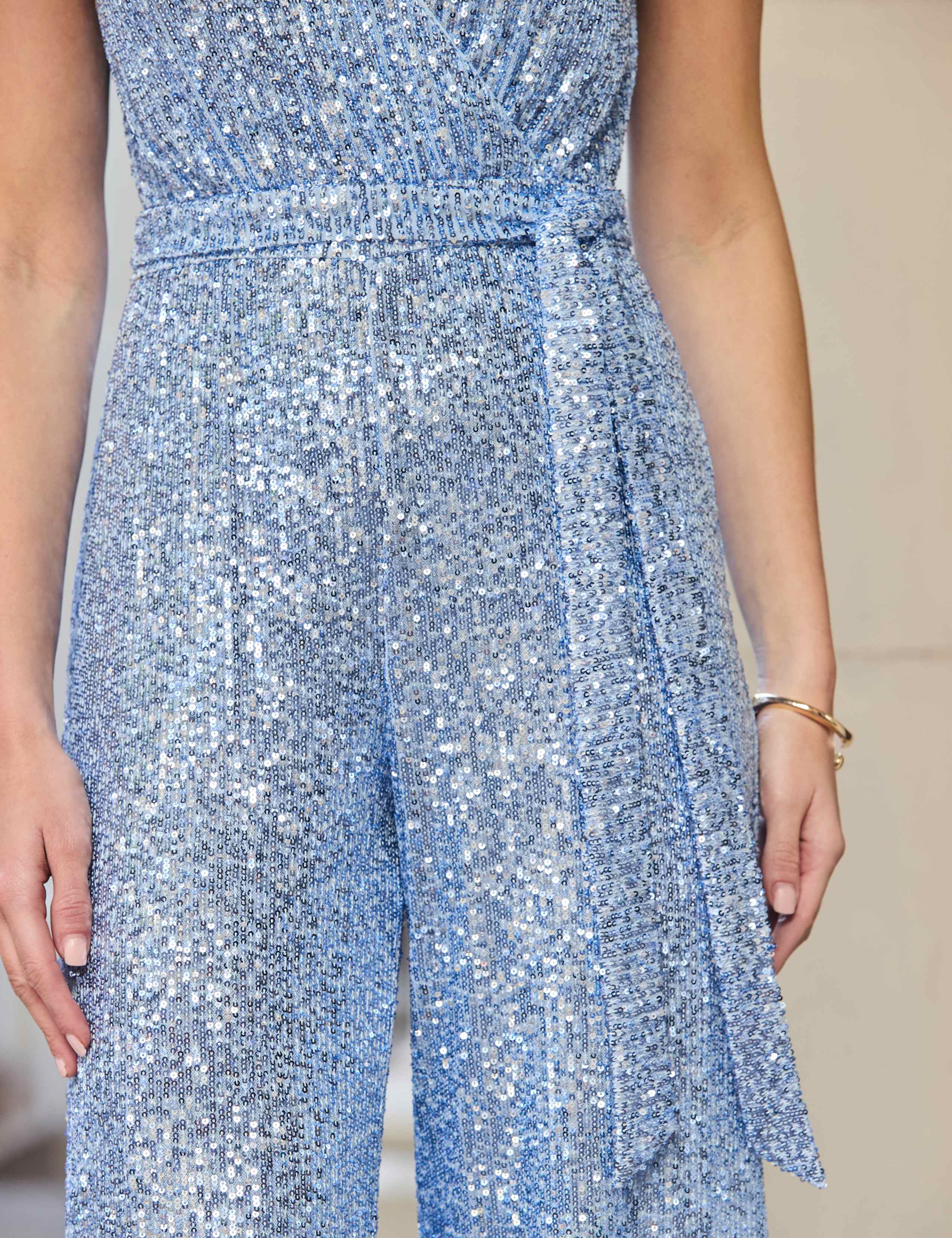 Sequin Wrap Front Sleeveless Jumpsuit 6 of 6