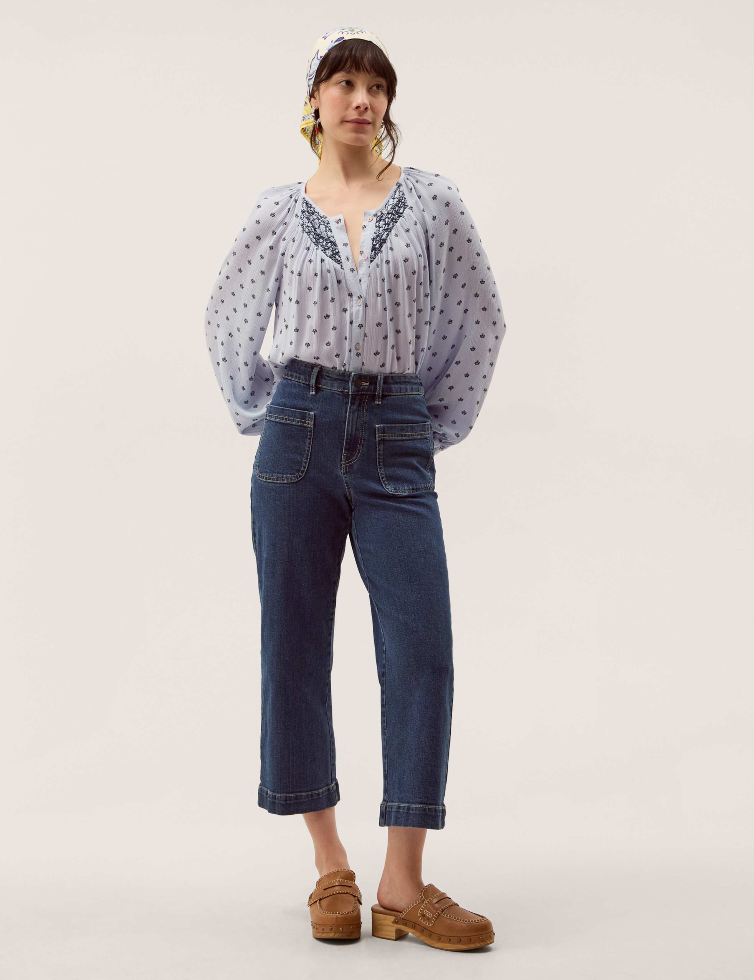 Printed Stitch Detail Blouson Sleeve Blouse 4 of 5