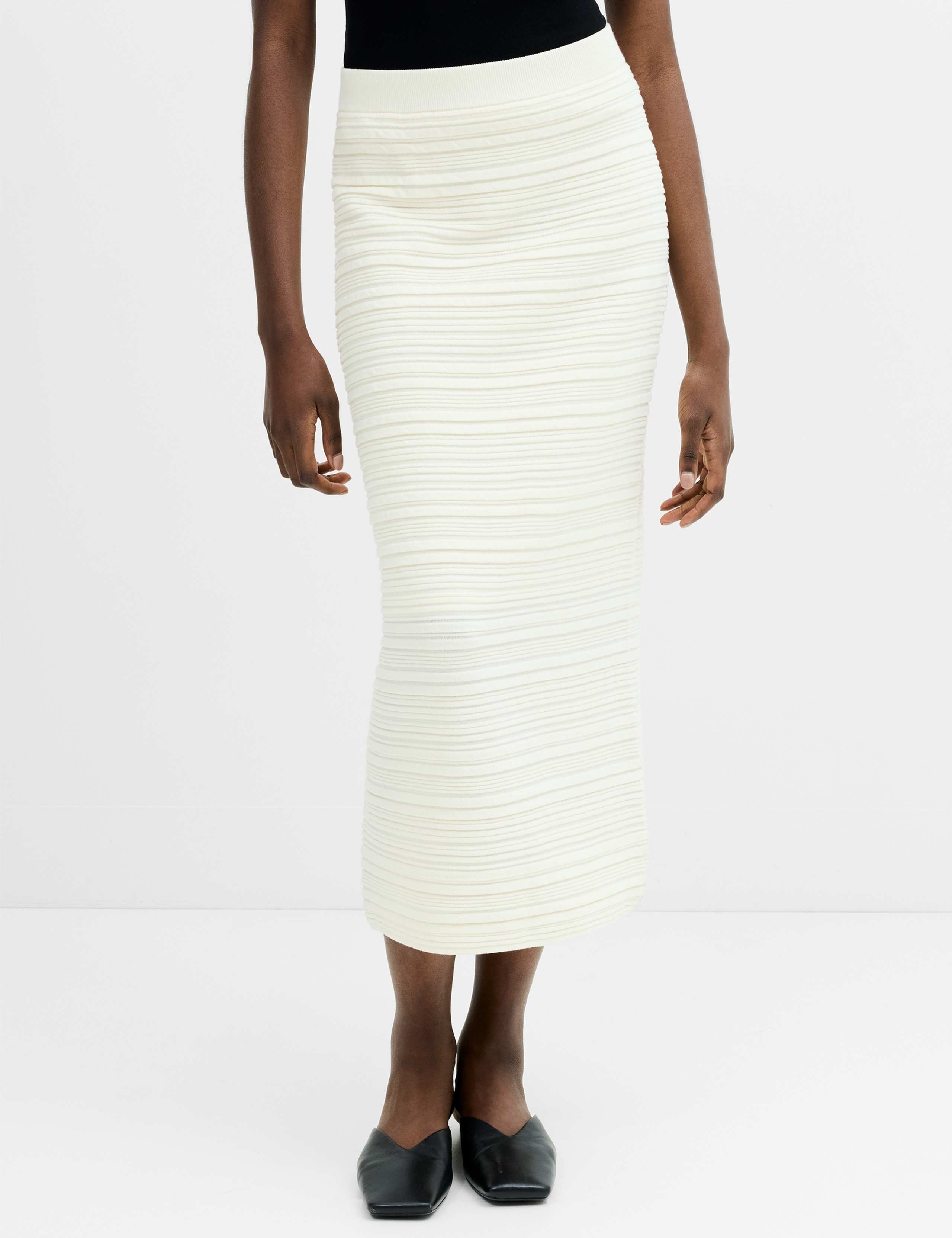 Cotton Rich Knitted Midi Pencil Skirt 3 of 6