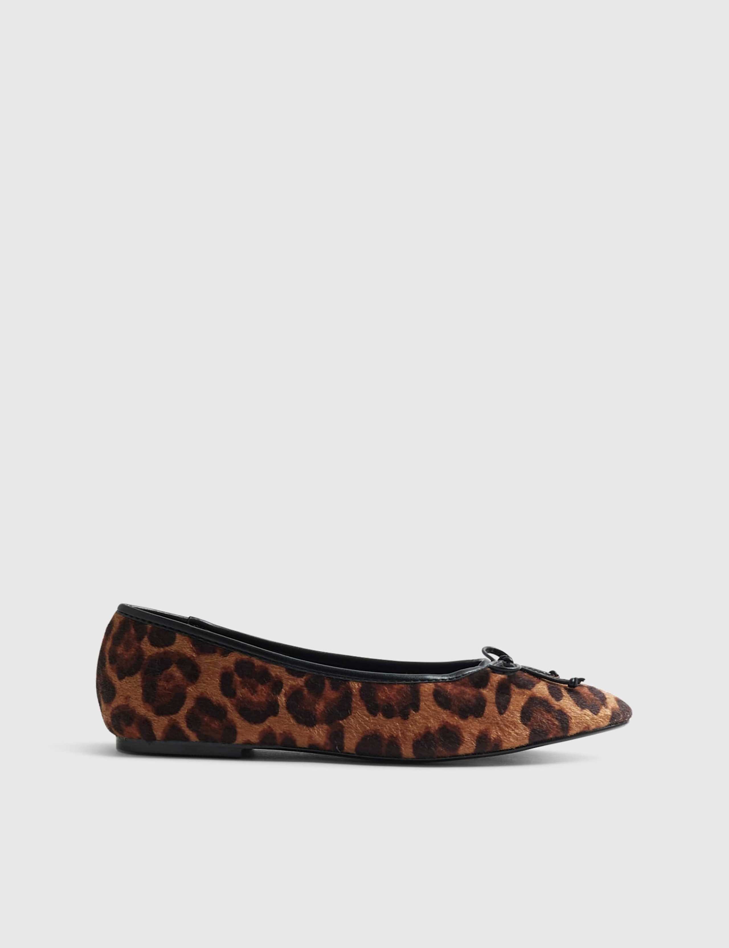 Animal Print Bow Flat Ballet Pumps 1 of 4