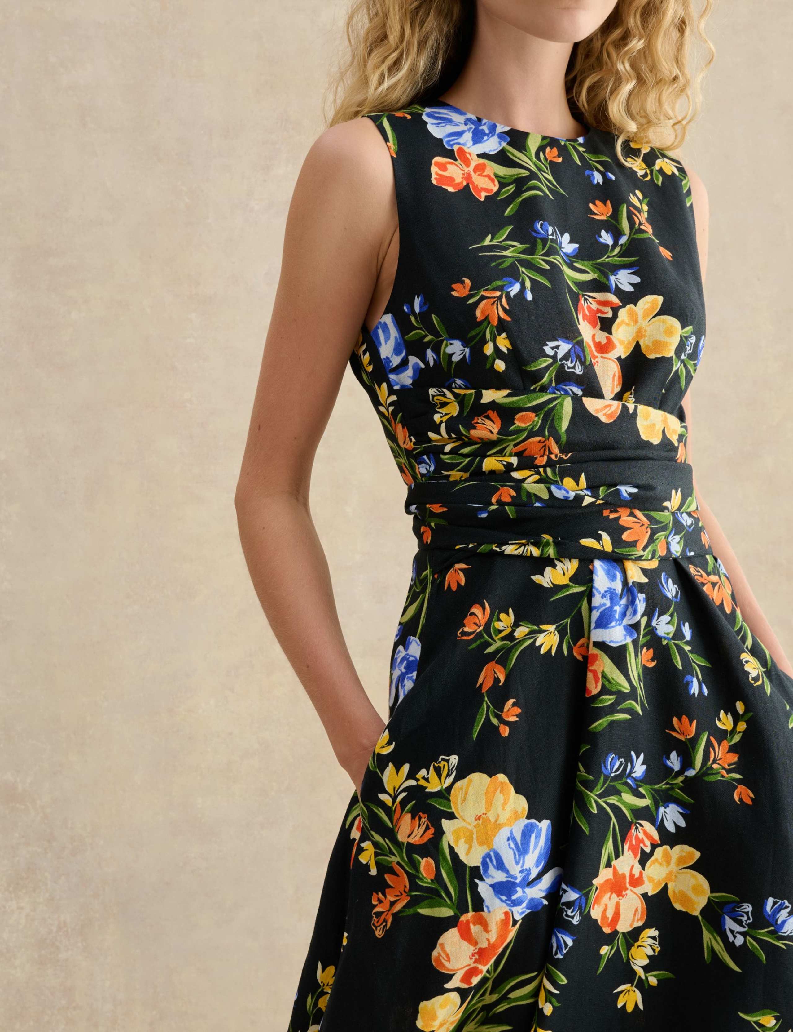 Pure Linen Floral Midi Dress 5 of 5