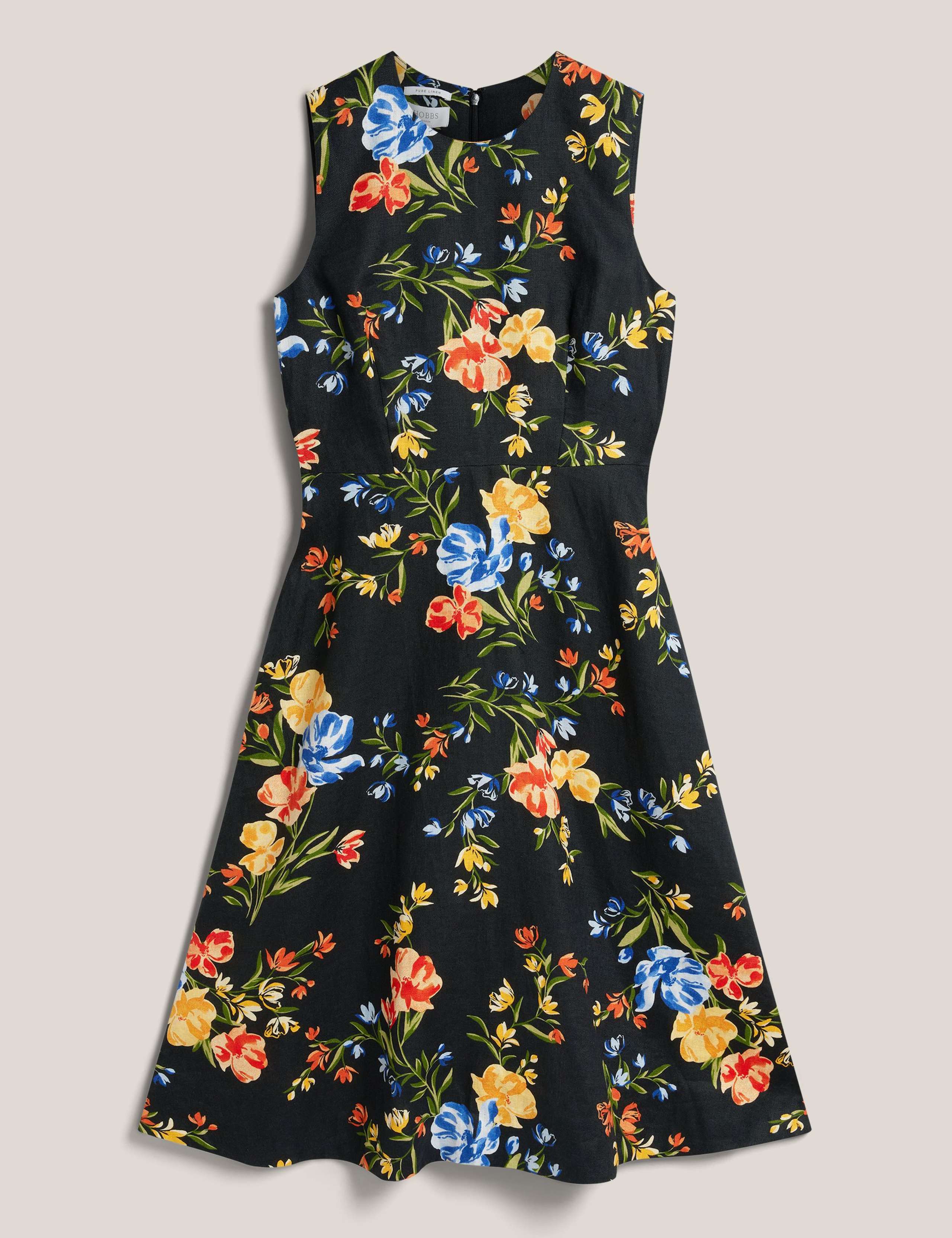 Pure Linen Floral Midi Dress 2 of 5